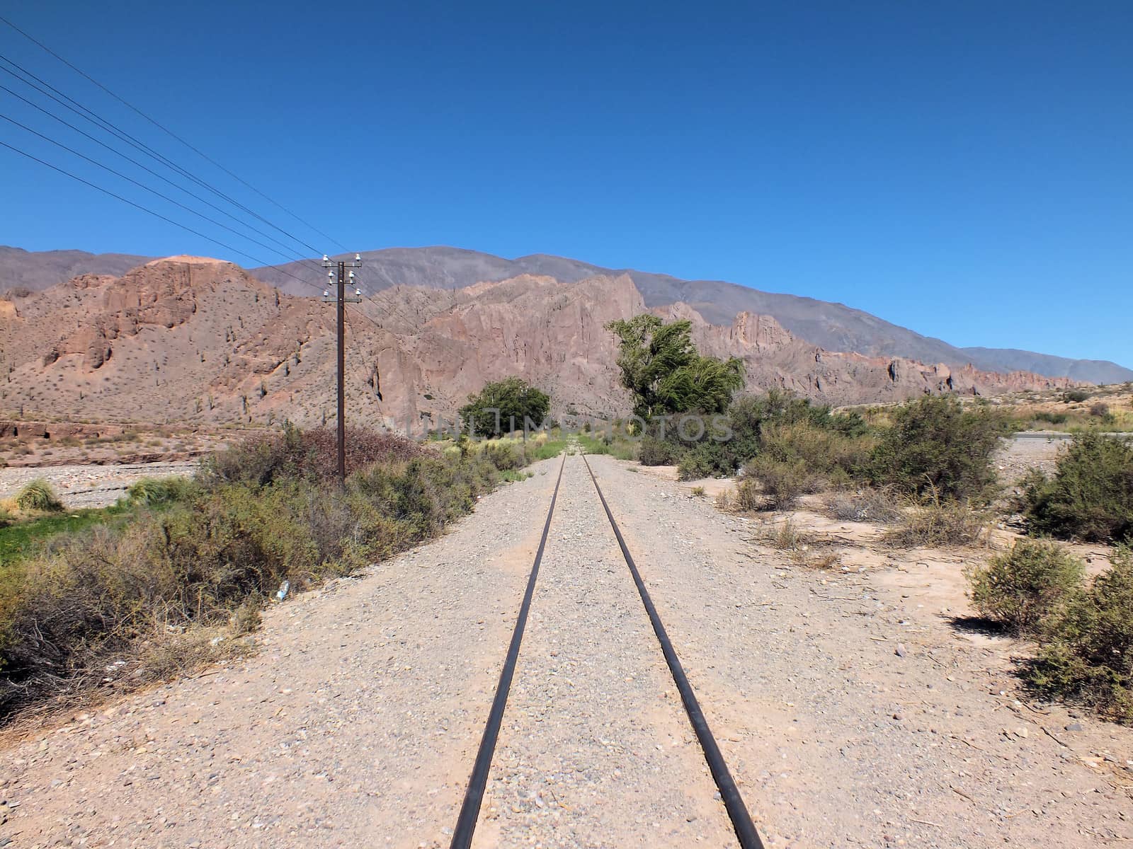 The railway line used by La Tren a las Nubes - Train To the Clouds as it passes through the Quebrada del Toro en route to San Antonio