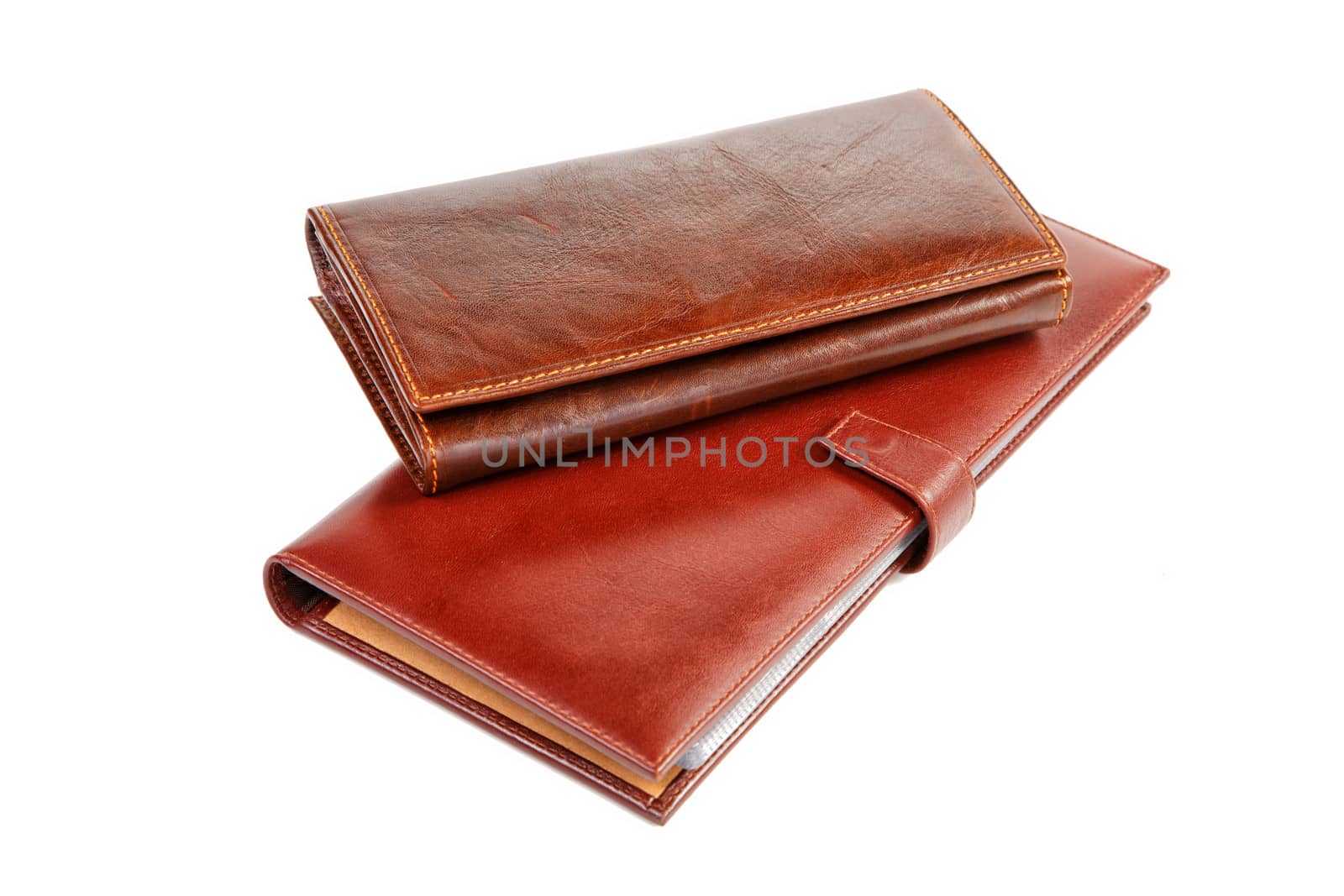 Two leather purses isolated on a white background