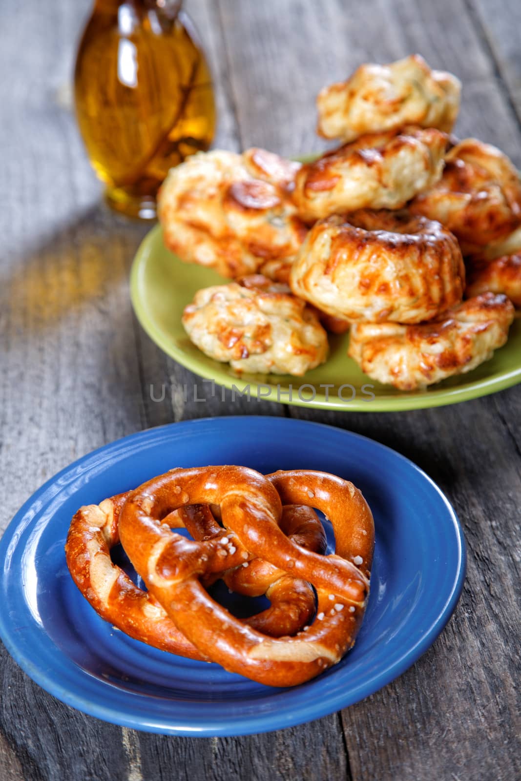 Soft newly-baked rolls on an old kitchen table