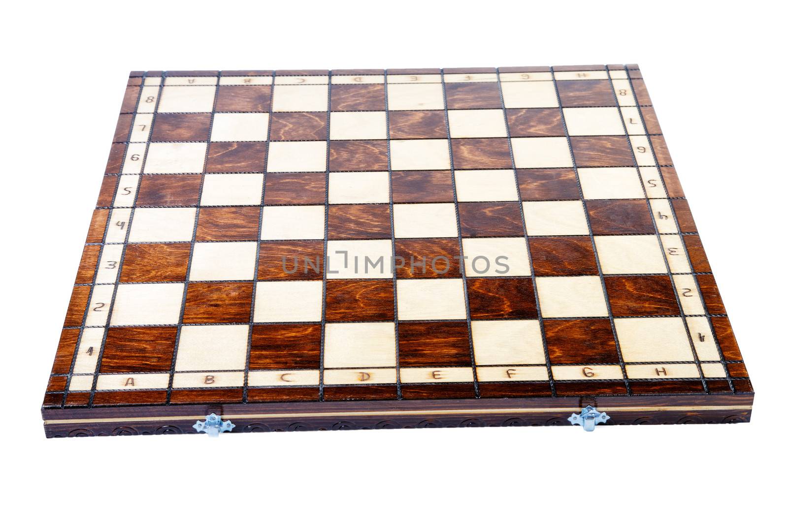 Wooden chessboard isolated on a white background