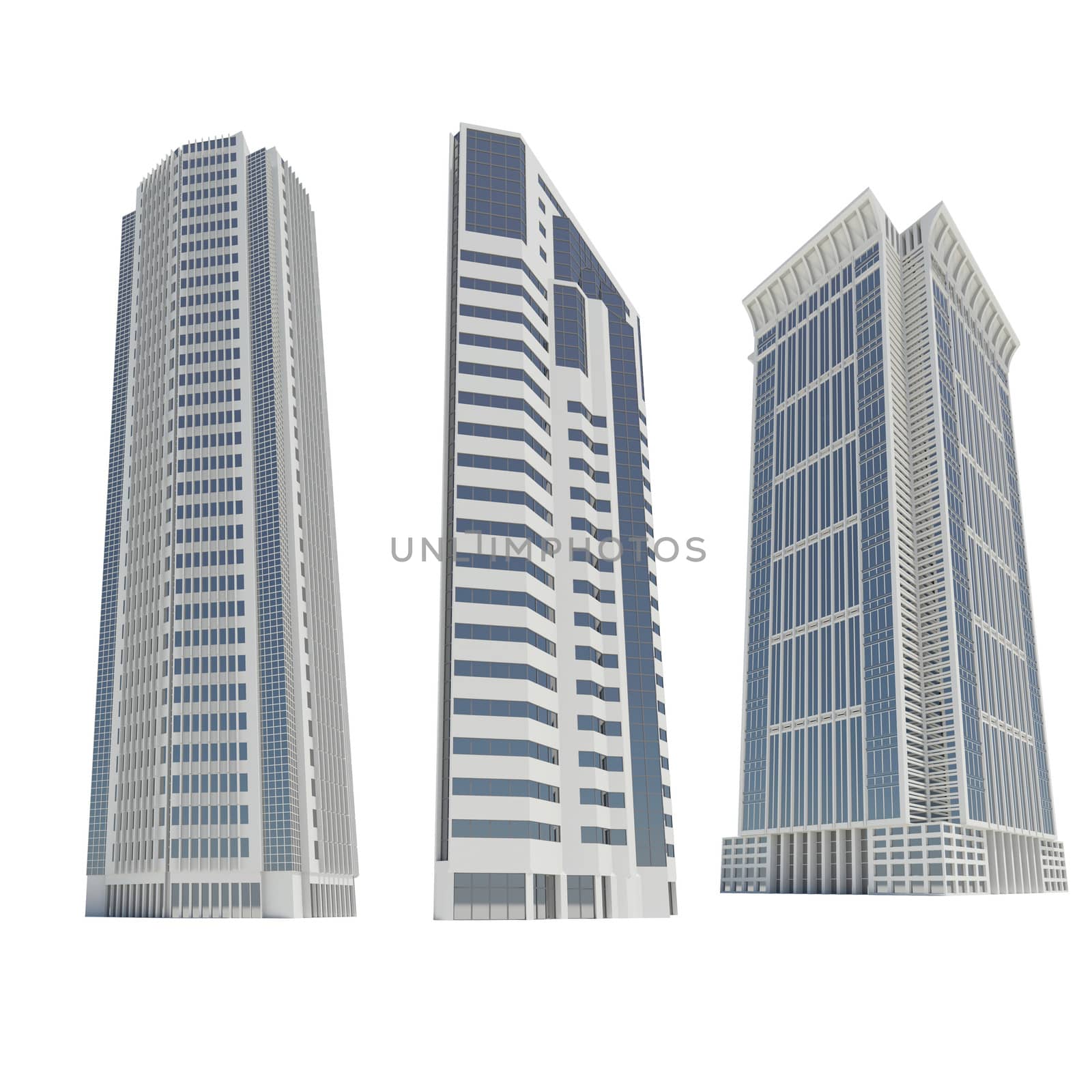 Skyscrapers. Isolated render on a white background