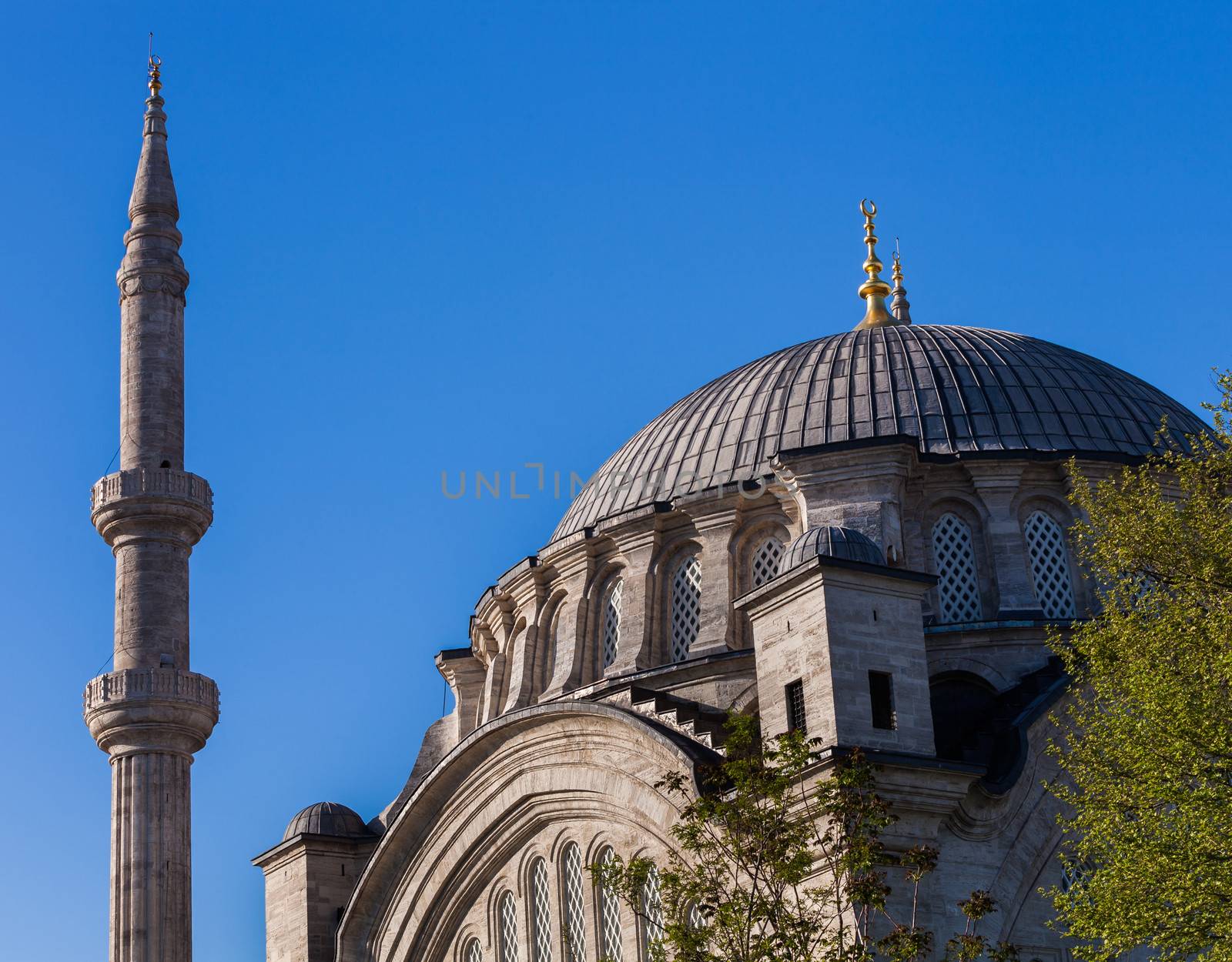 Dome and minaret of the Blue Mosque in Istanbul