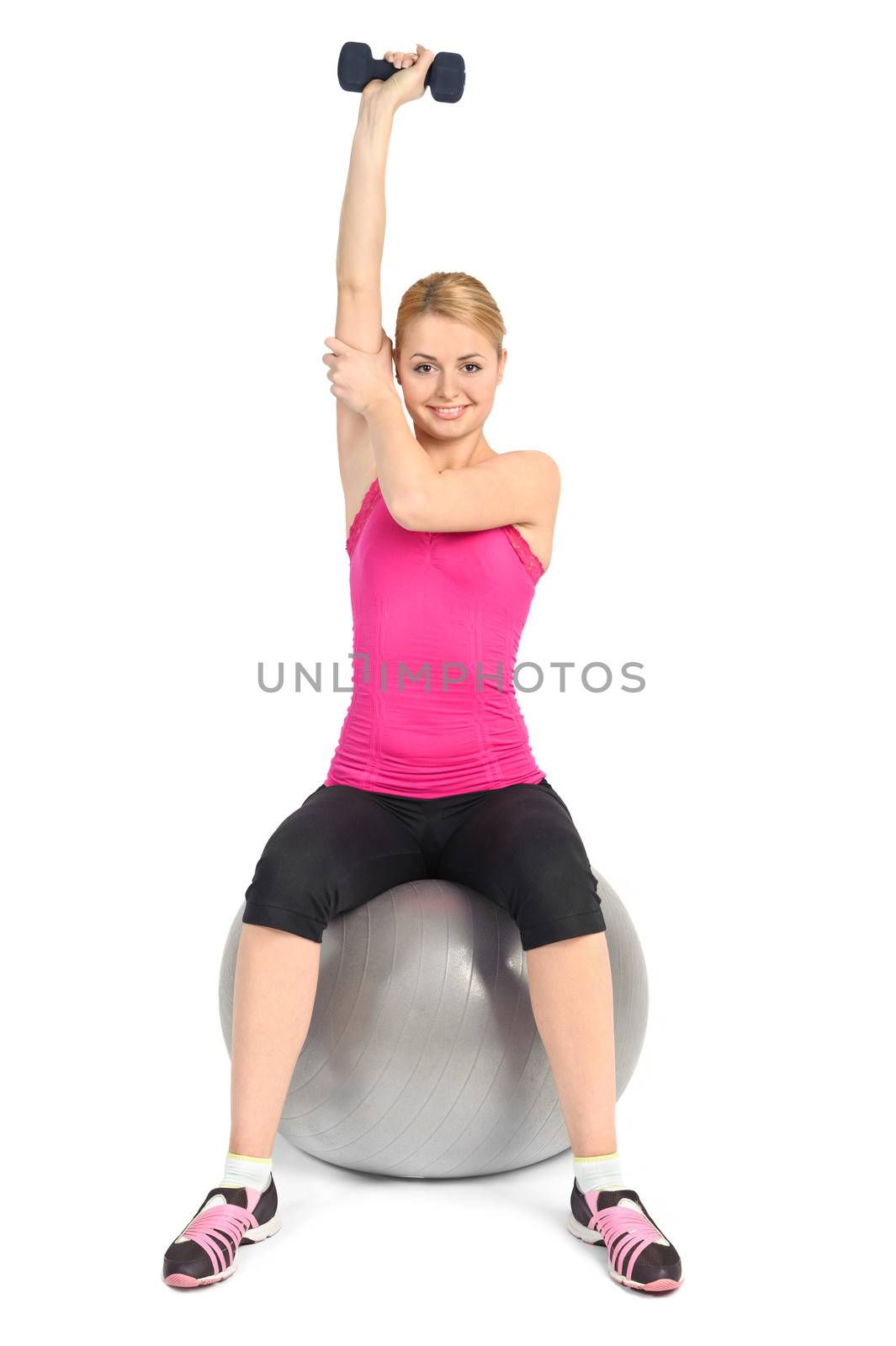 Seated Dumbbell One Arm Triceps Extensions on Fitnes Ball, phase by starush