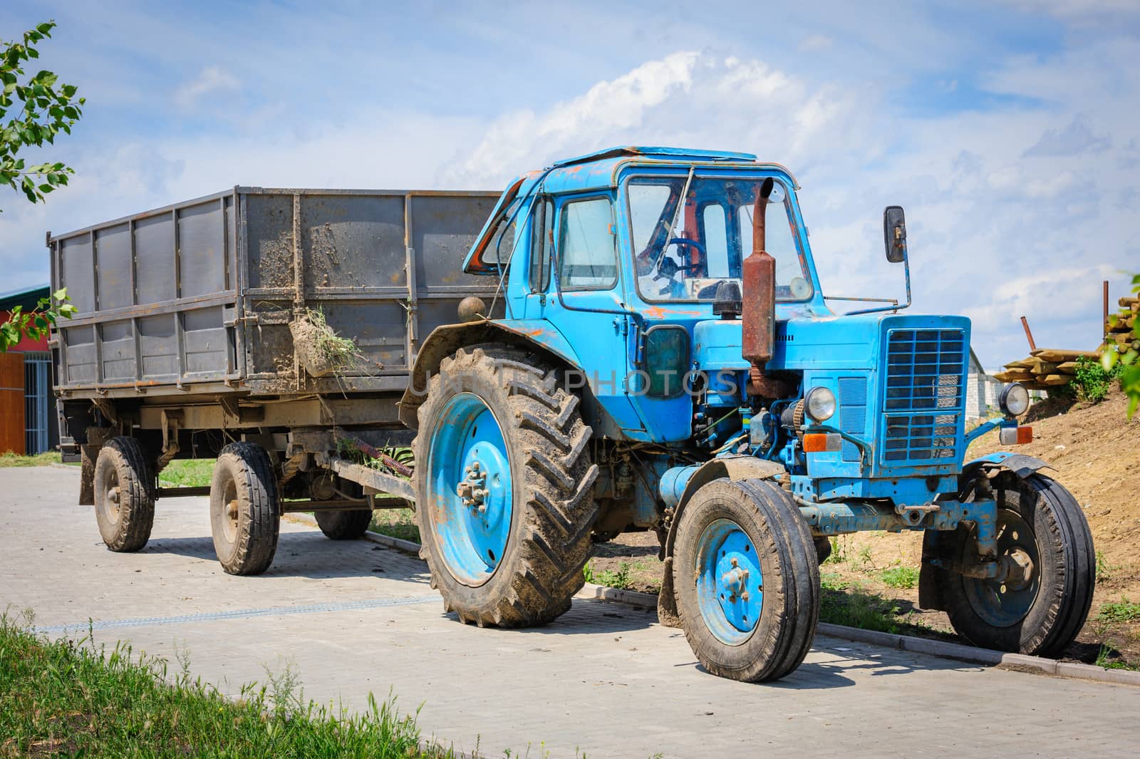 old agriculture tractor outdoors ready for work