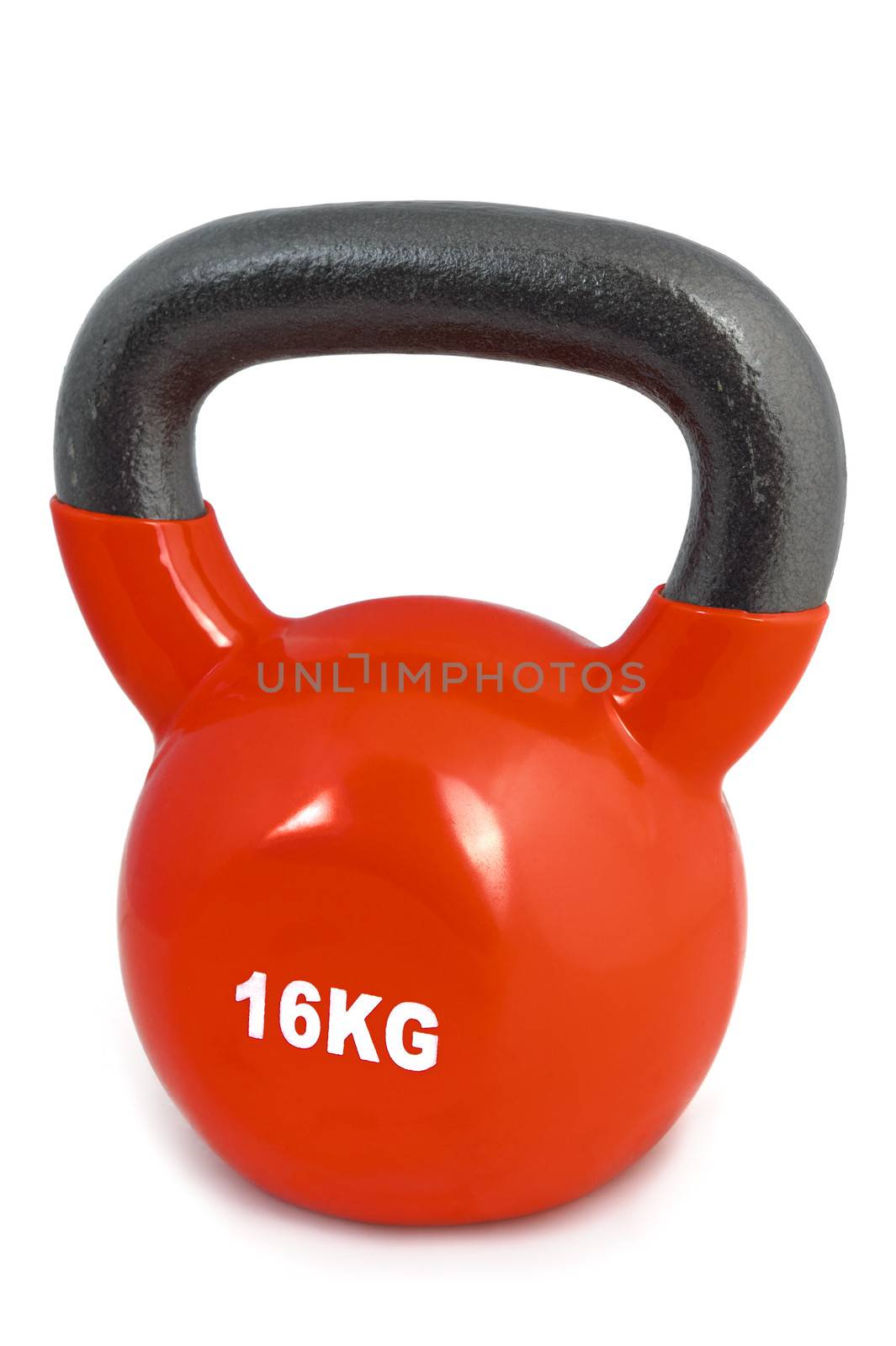 16 kg rubber dipped red lifting weightl, selective focus