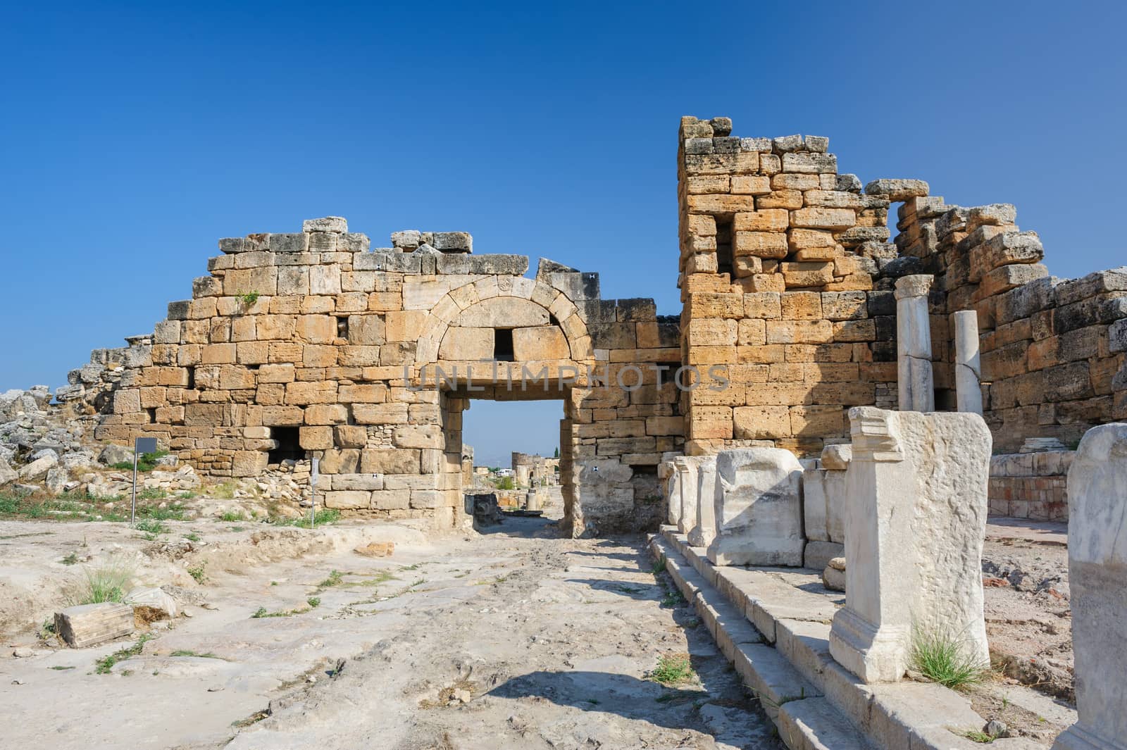 Ruins of ancient Hierapolis, now Pamukkale, Turkey