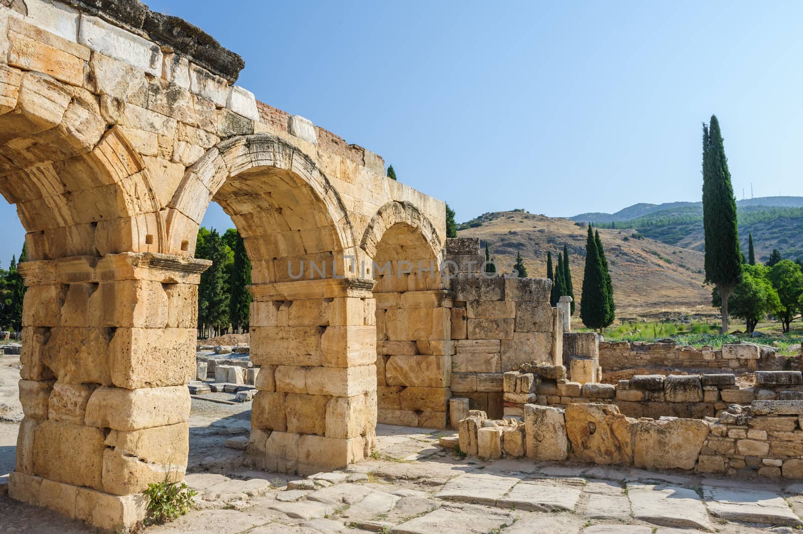 Ruins of ancient Hierapolis, now Pamukkale, Turkey