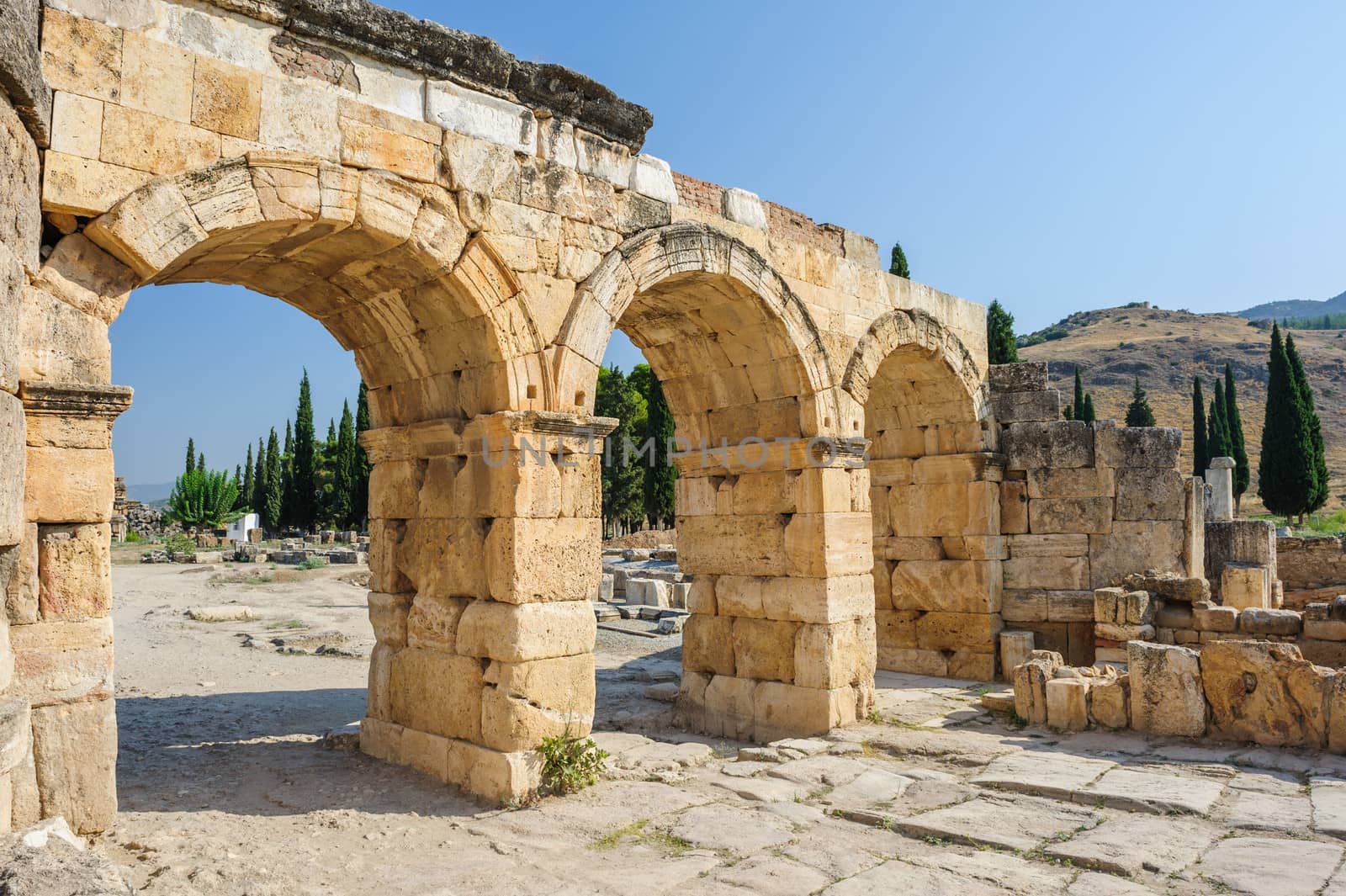 Ruins of ancient Hierapolis, now Pamukkale, Turkey