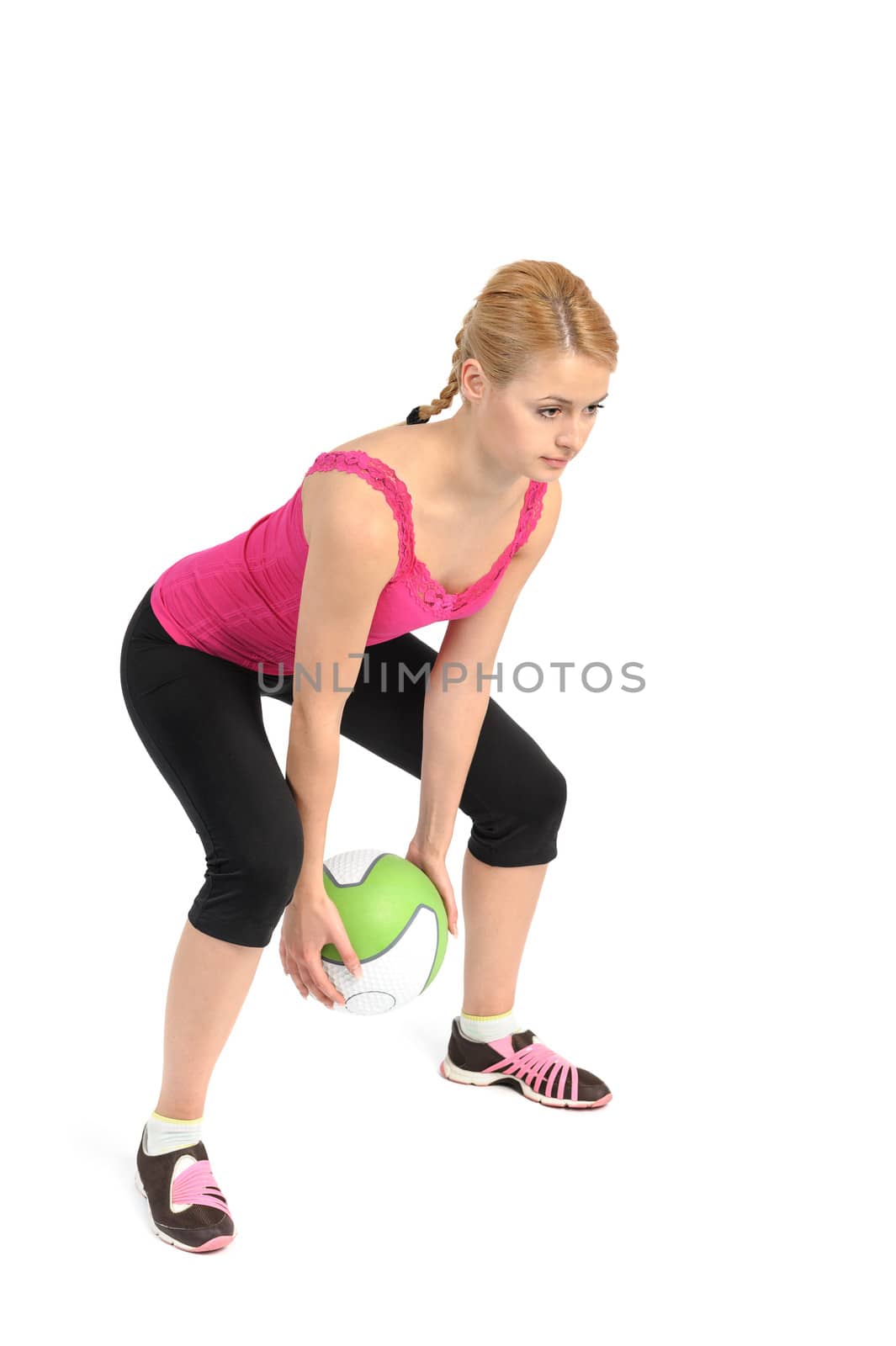 Young lady doing medicine ball workout by starush
