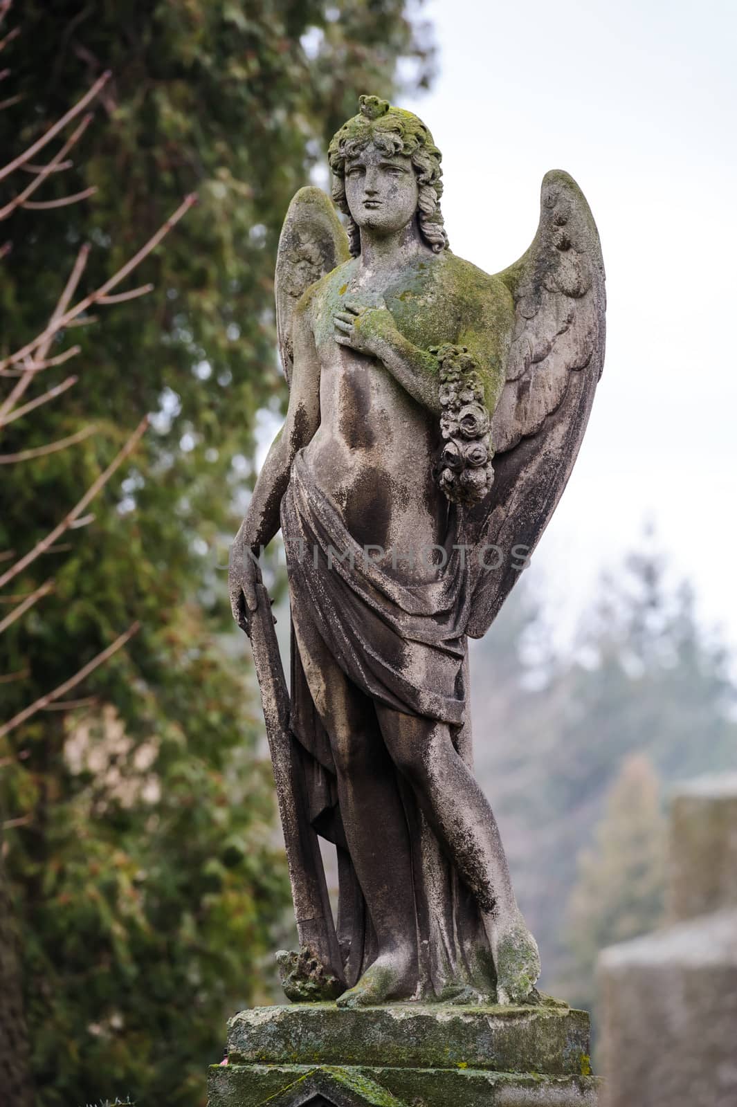 Angel on the grave at Lychakiv cemetery, Lviv, Ukraine