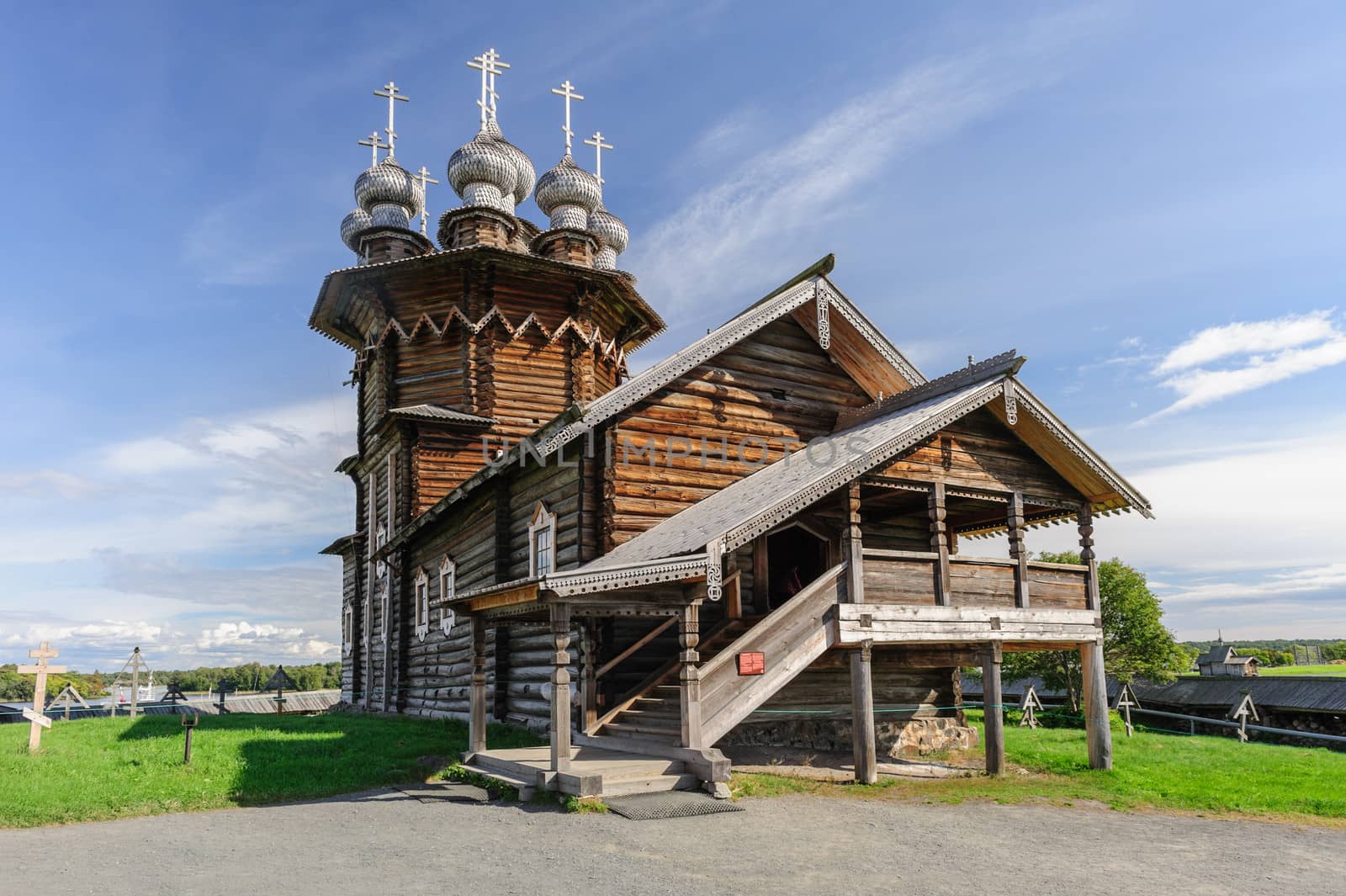 Wooden Orthodox Christian Church at Kizhi island in Russia