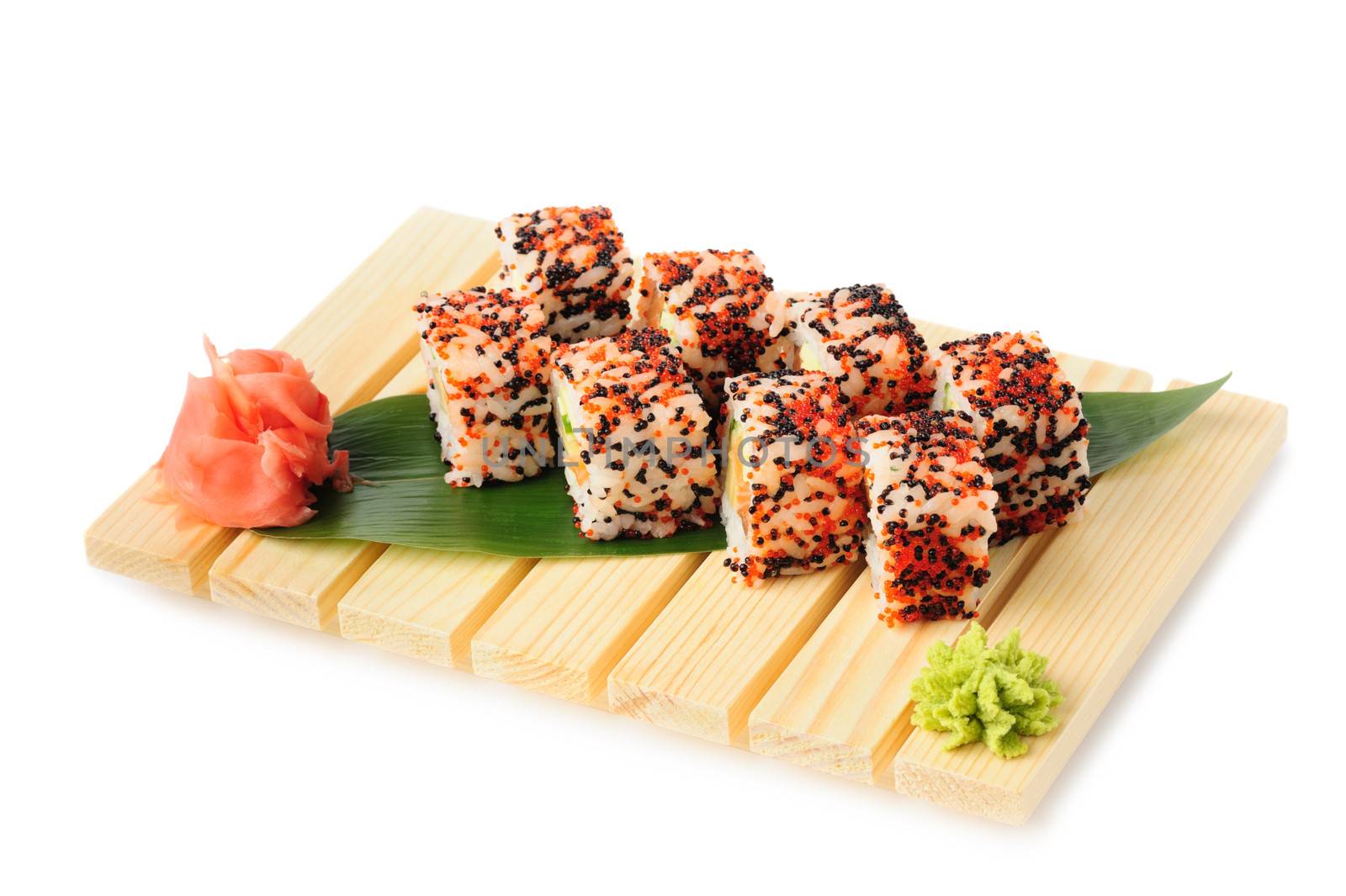 Karaoke rolls maki sushi, isolated on white