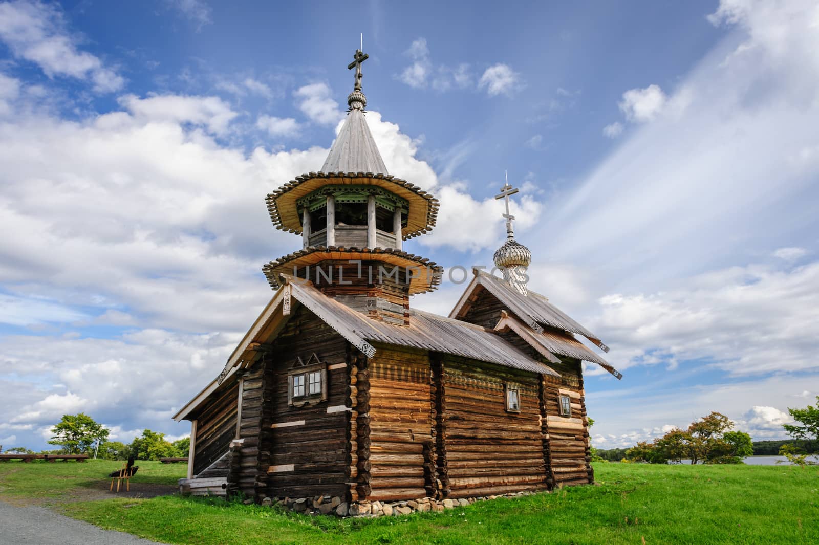 Small wooden church at Kizhi, Russia by starush