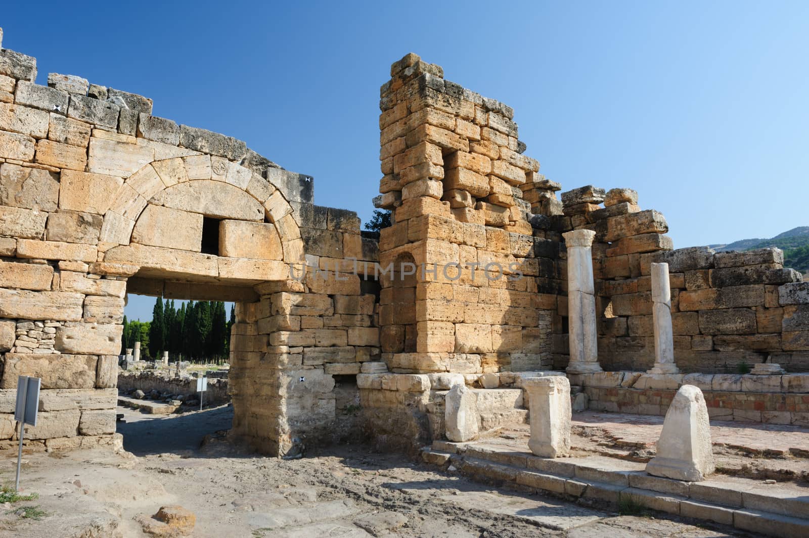 Ruins of ancient Hierapolis, now Pamukkale, Turkey