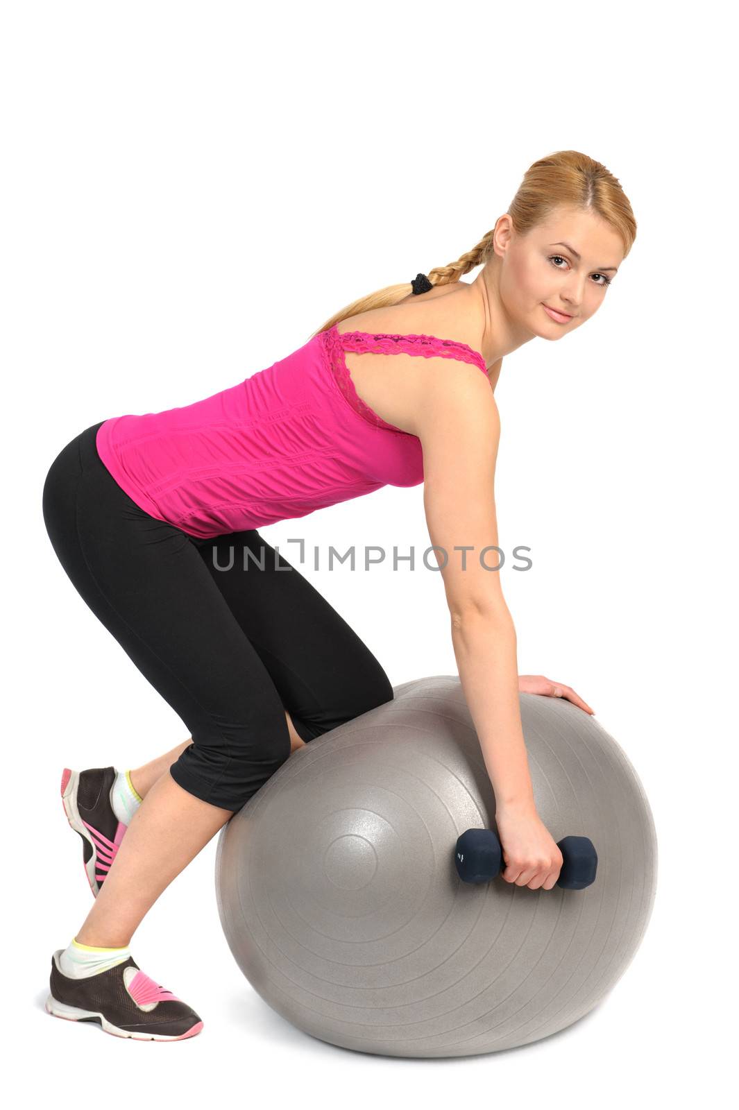 One-Arm Dumbbell Row on Stability Fitness Ball Exercise by starush