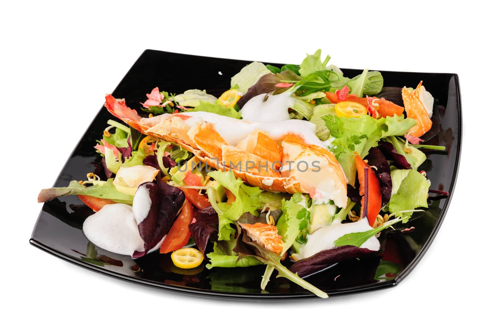 Lobster salad in japanese style with lettuce