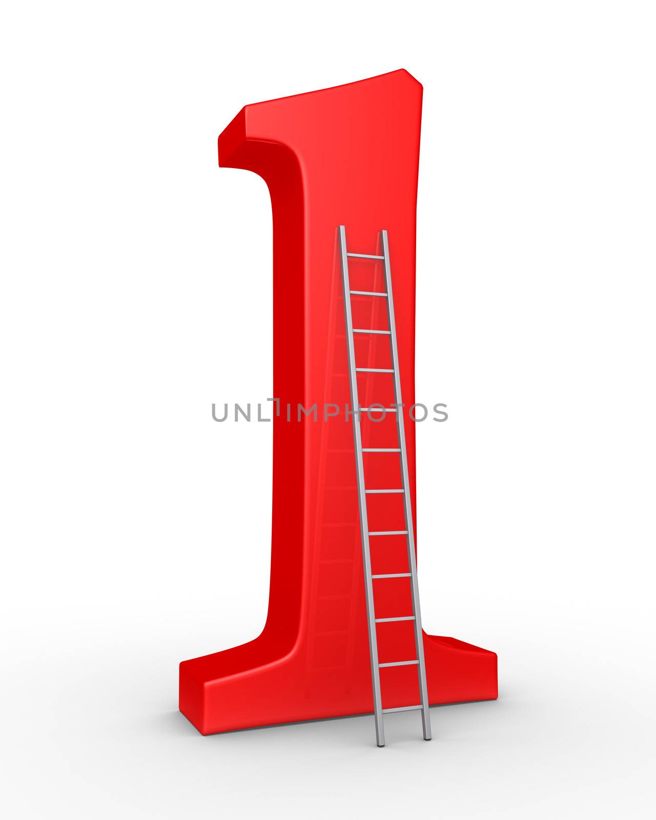3d number one symbol and a ladder leaning to it