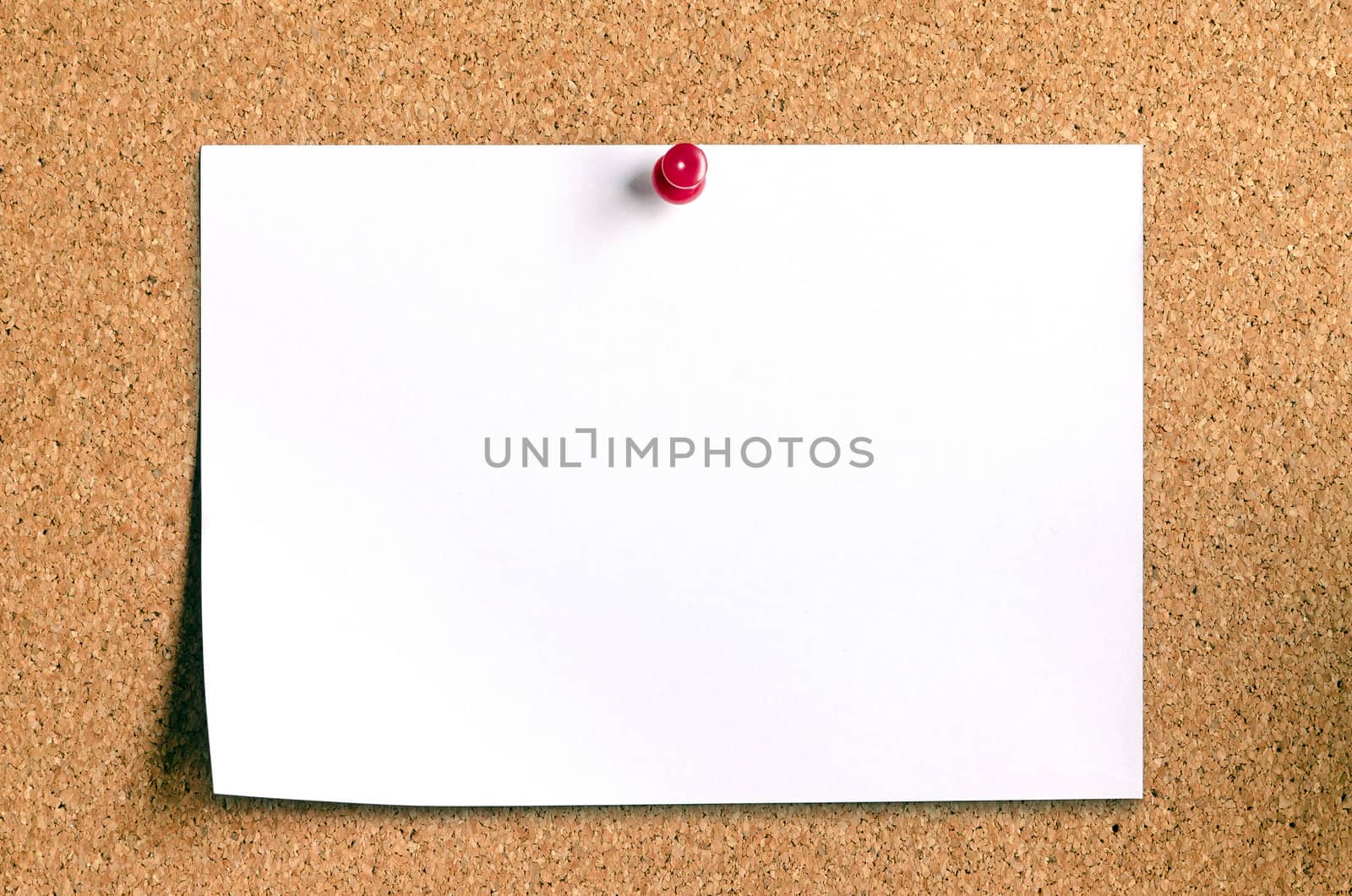 closeup of blank note paper on cork board 