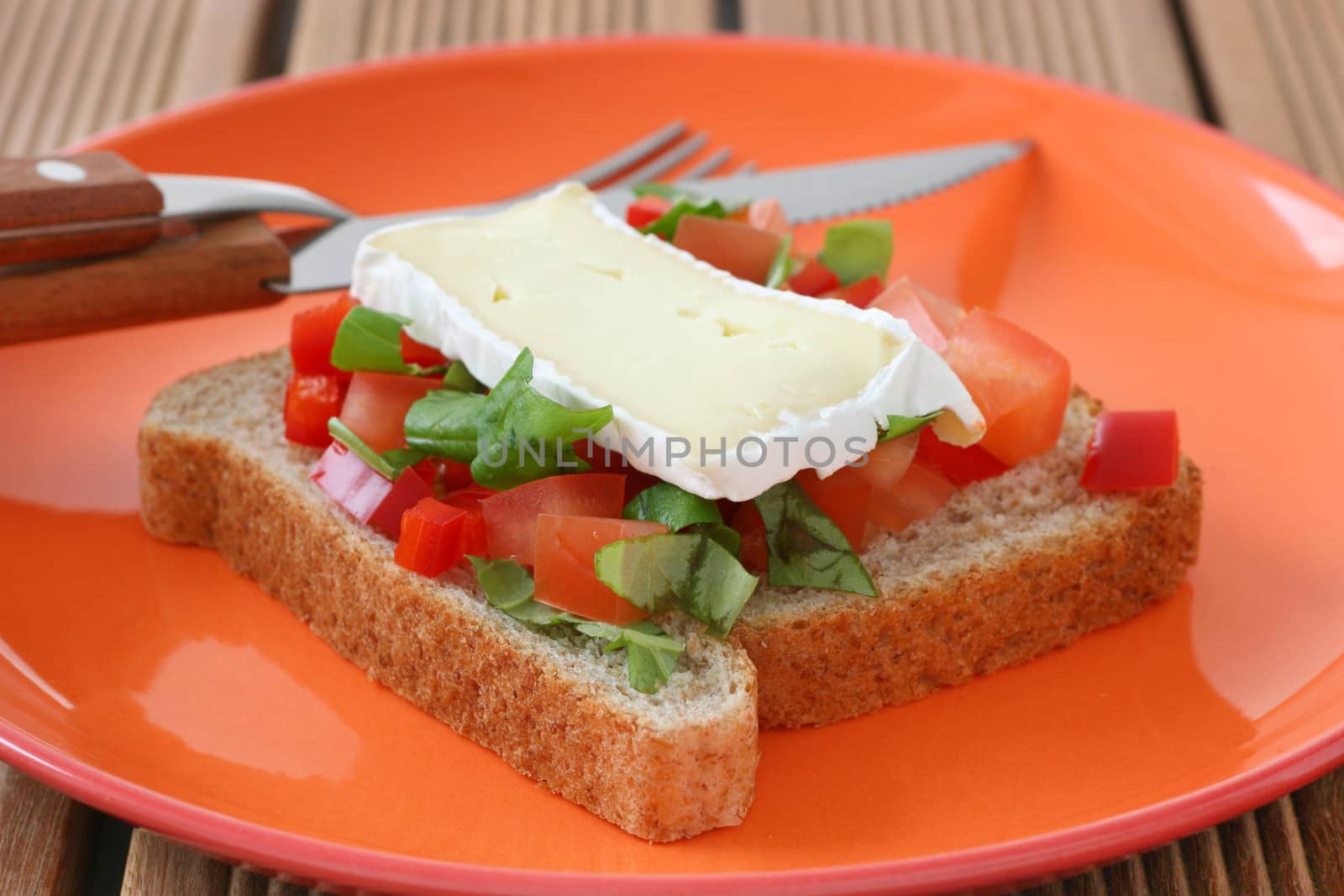 toast with vegetables and cheese