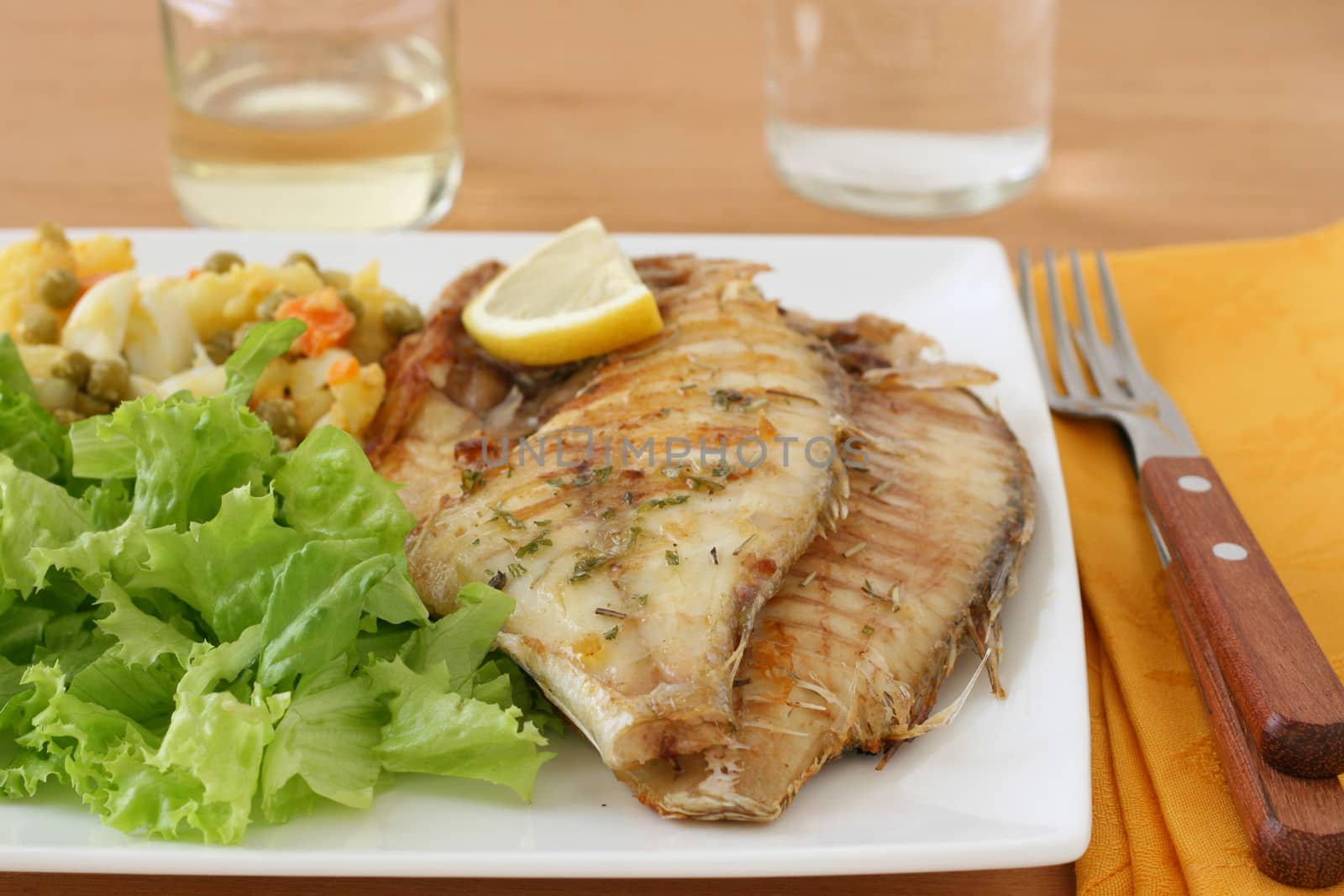 grilled fish with salad by nataliamylova