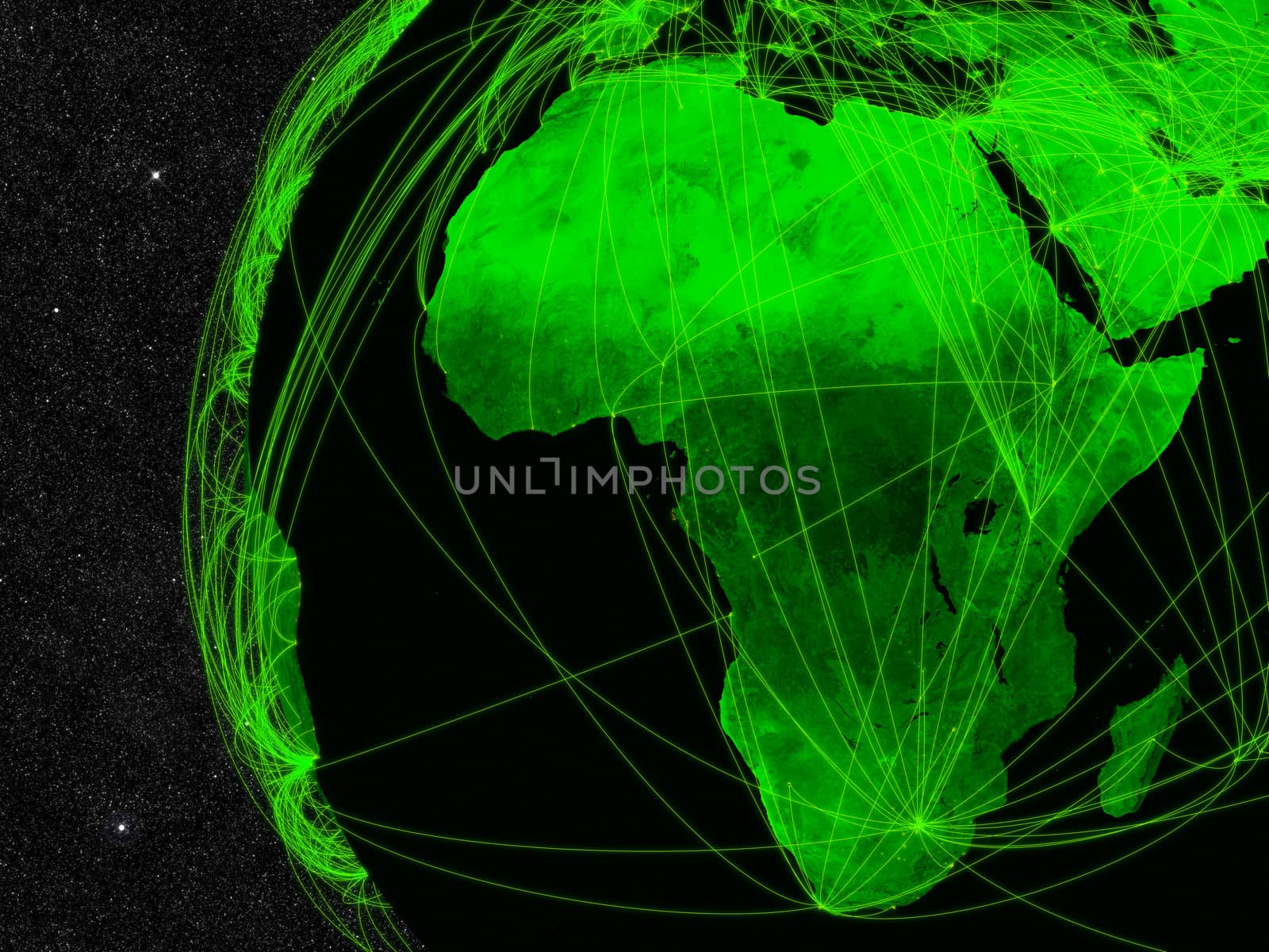 Network over Africa. Information technology concept. Elements of this image furnished by NASA.