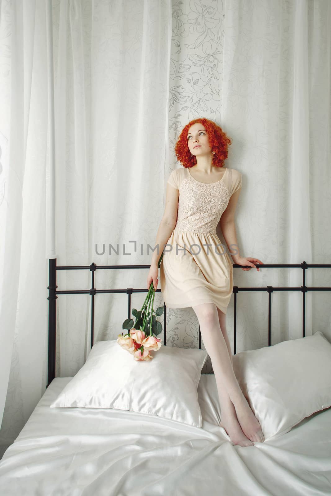 Red-haired girl in bedroom by Vagengeym