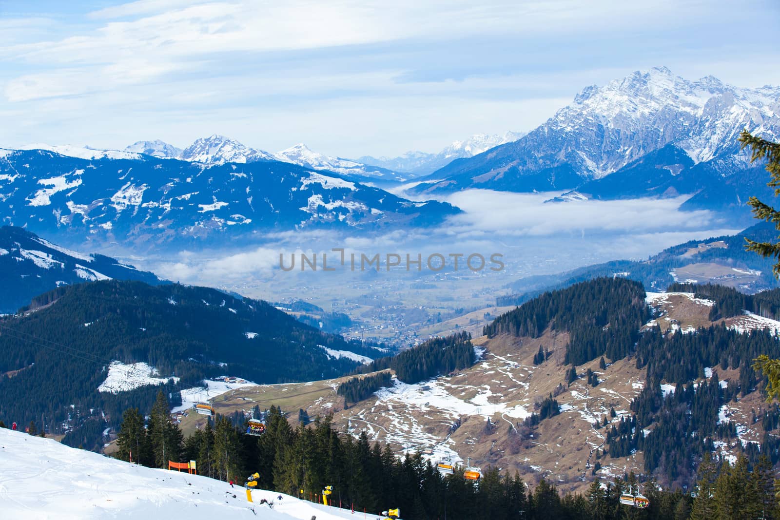 Winter in the Alps, Austria. Horizontal shot