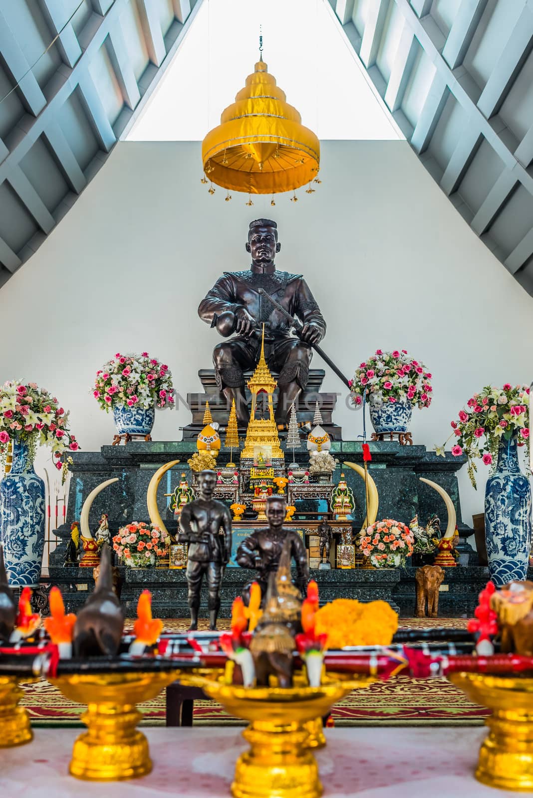 King Naresuan Shrine Wat Yai Chaimongkol Ayutthaya bangkok thail by PIXSTILL