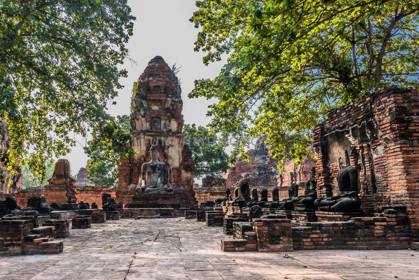 Wat Mahathat temple ruins Ayutthaya bangkok thailand by PIXSTILL