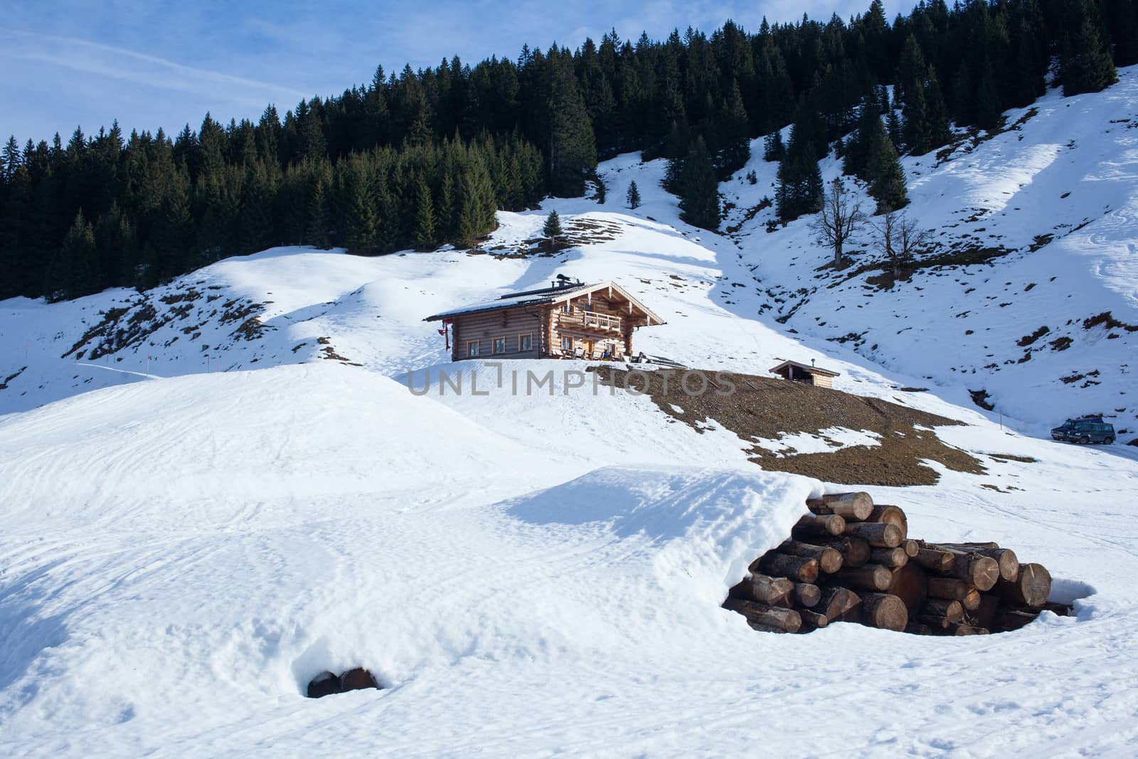 Winter in the Alps, Austria. Horizontal shot