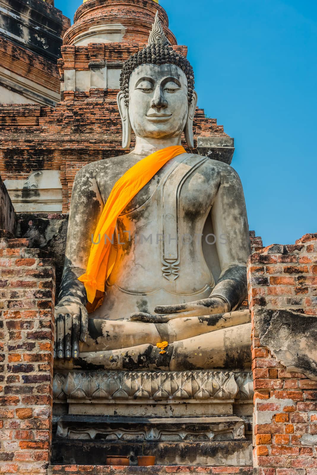 buddha statue Wat Yai Chaimongkol Ayutthaya bangkok thailand by PIXSTILL