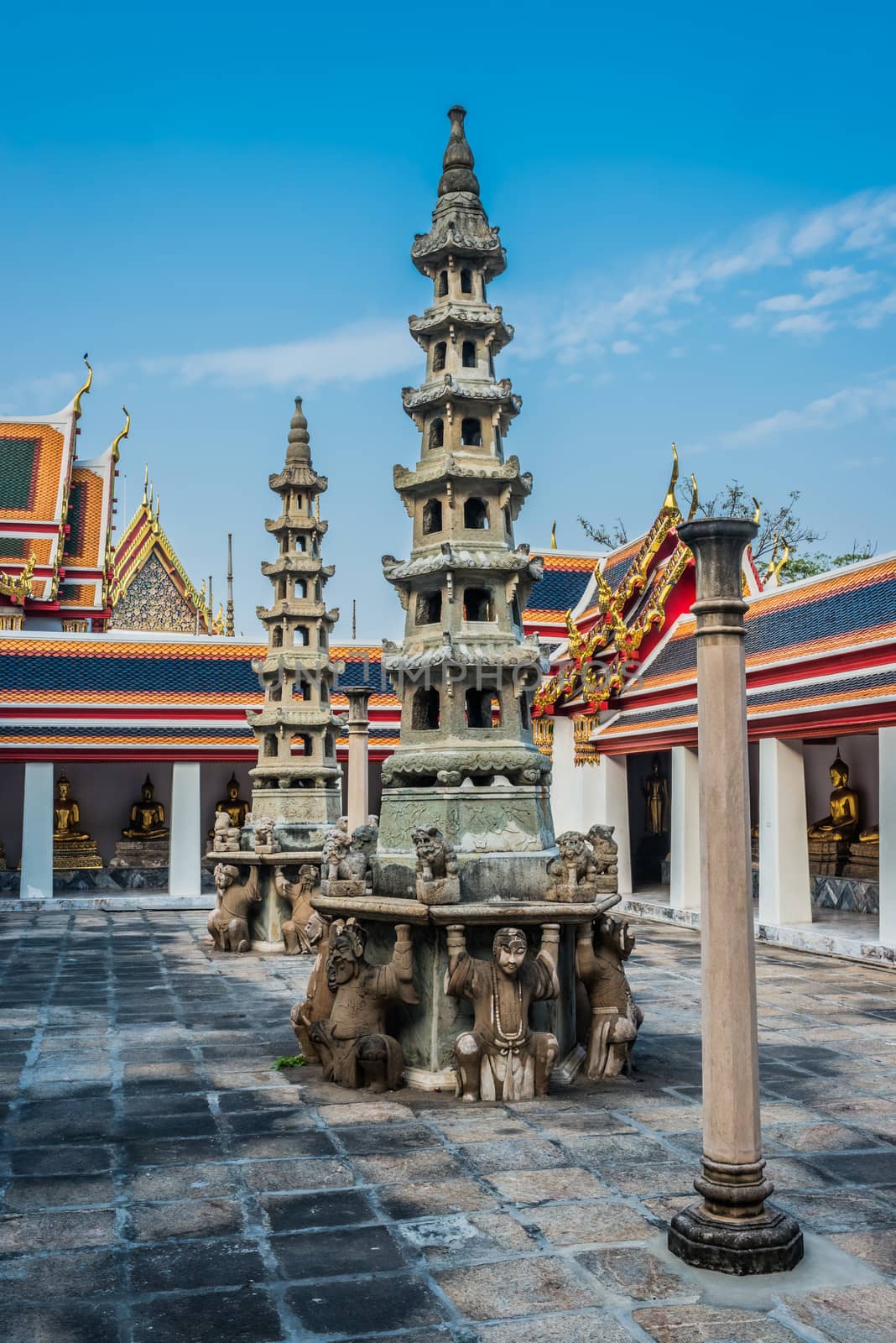 temple interior details Wat Pho temple bangkok thailand