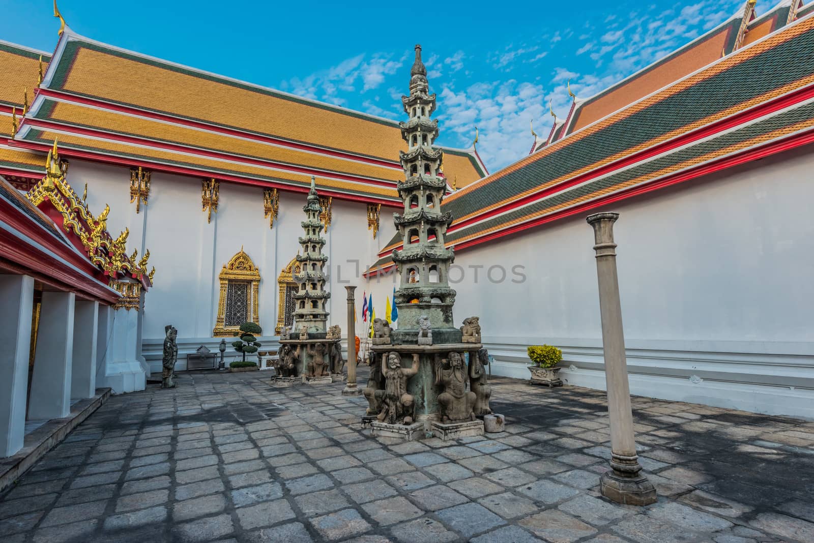 temple interior details Wat Pho temple bangkok thailand