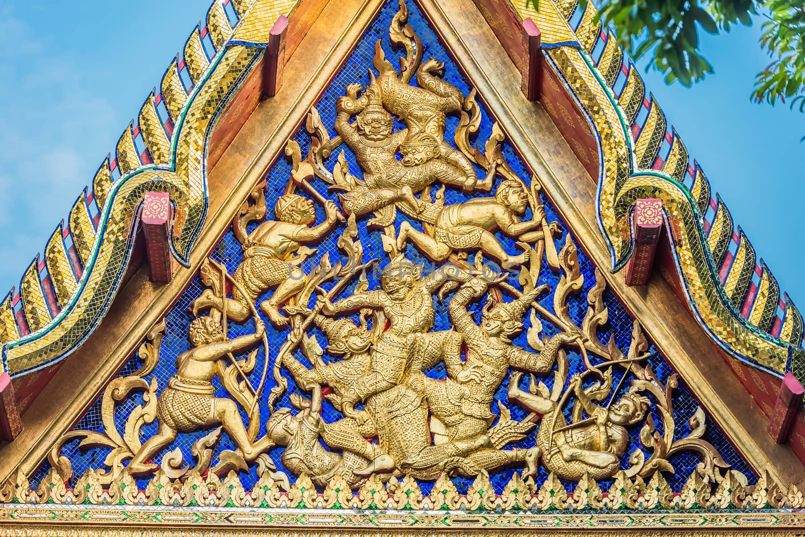 roof detail Wat Pho temple bangkok thailand by PIXSTILL