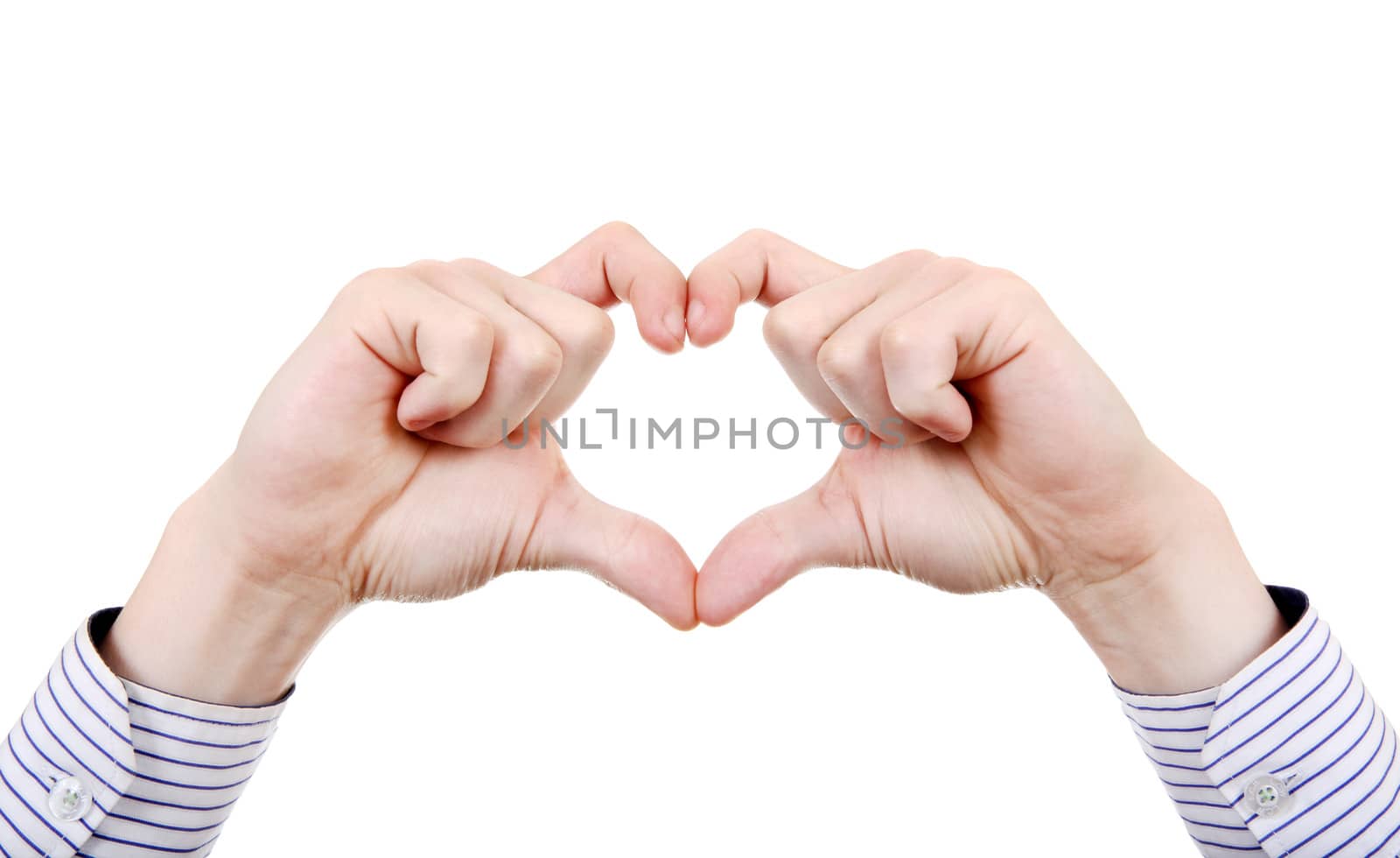 Hands in Heart shape Isolated on the White Background