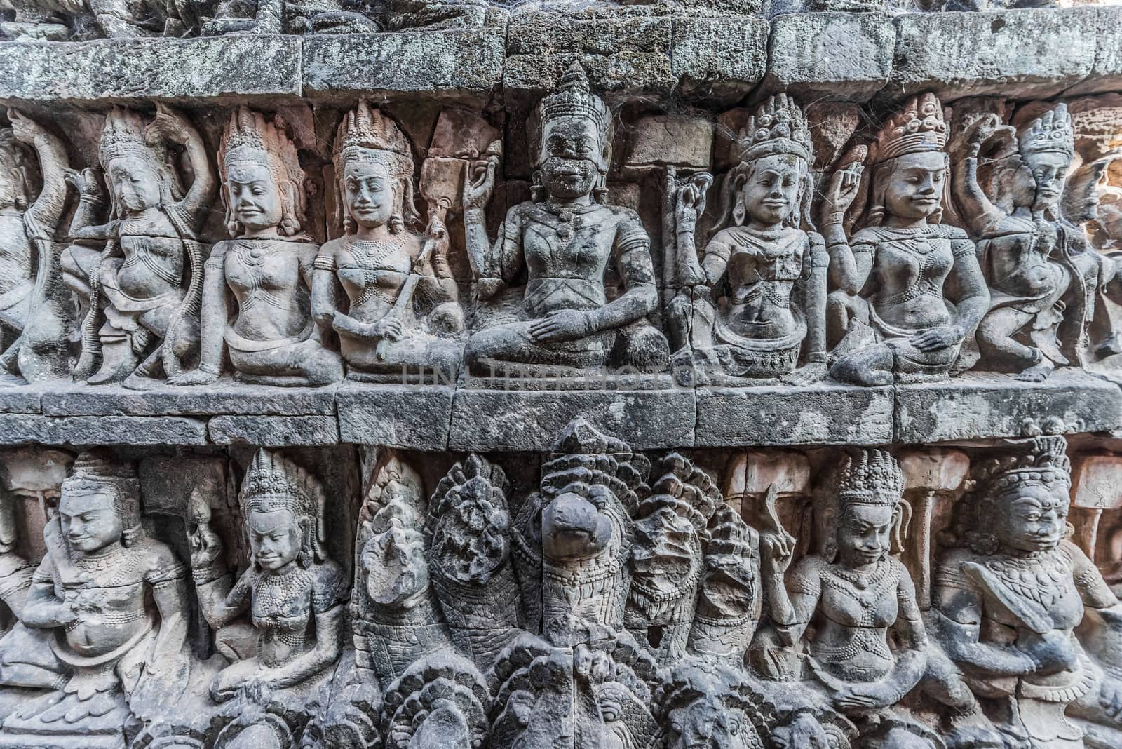 stone carving detail  angkor thom cambodia