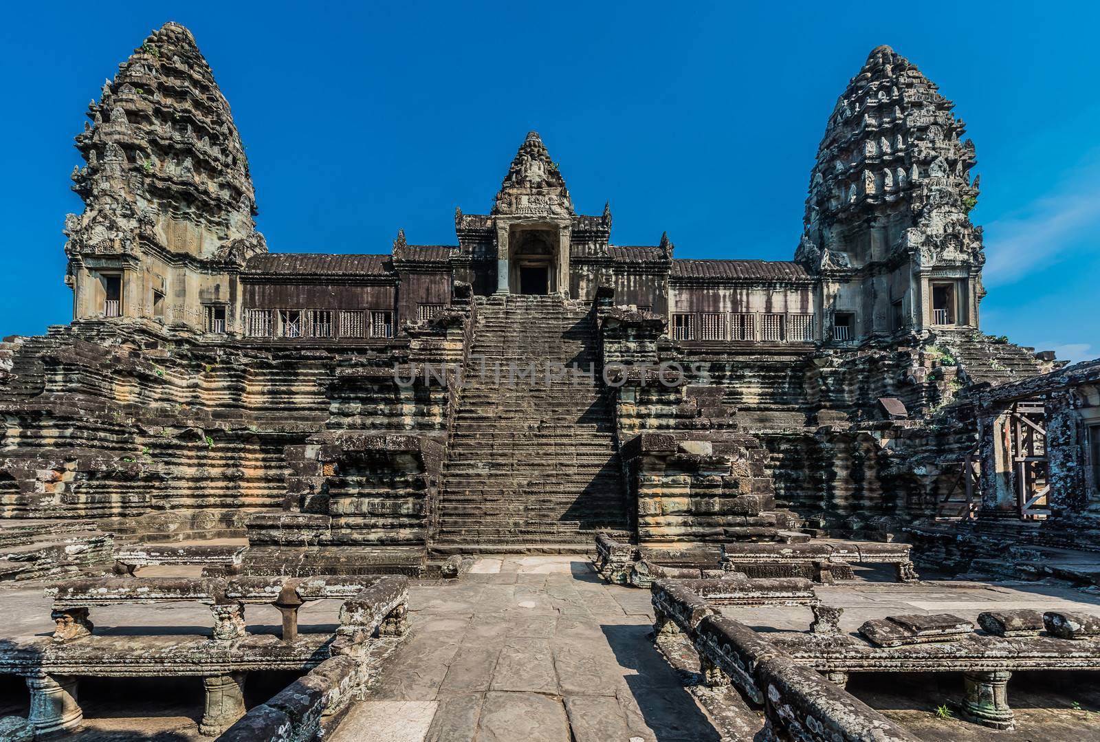courtyard angkor wat cambodia by PIXSTILL