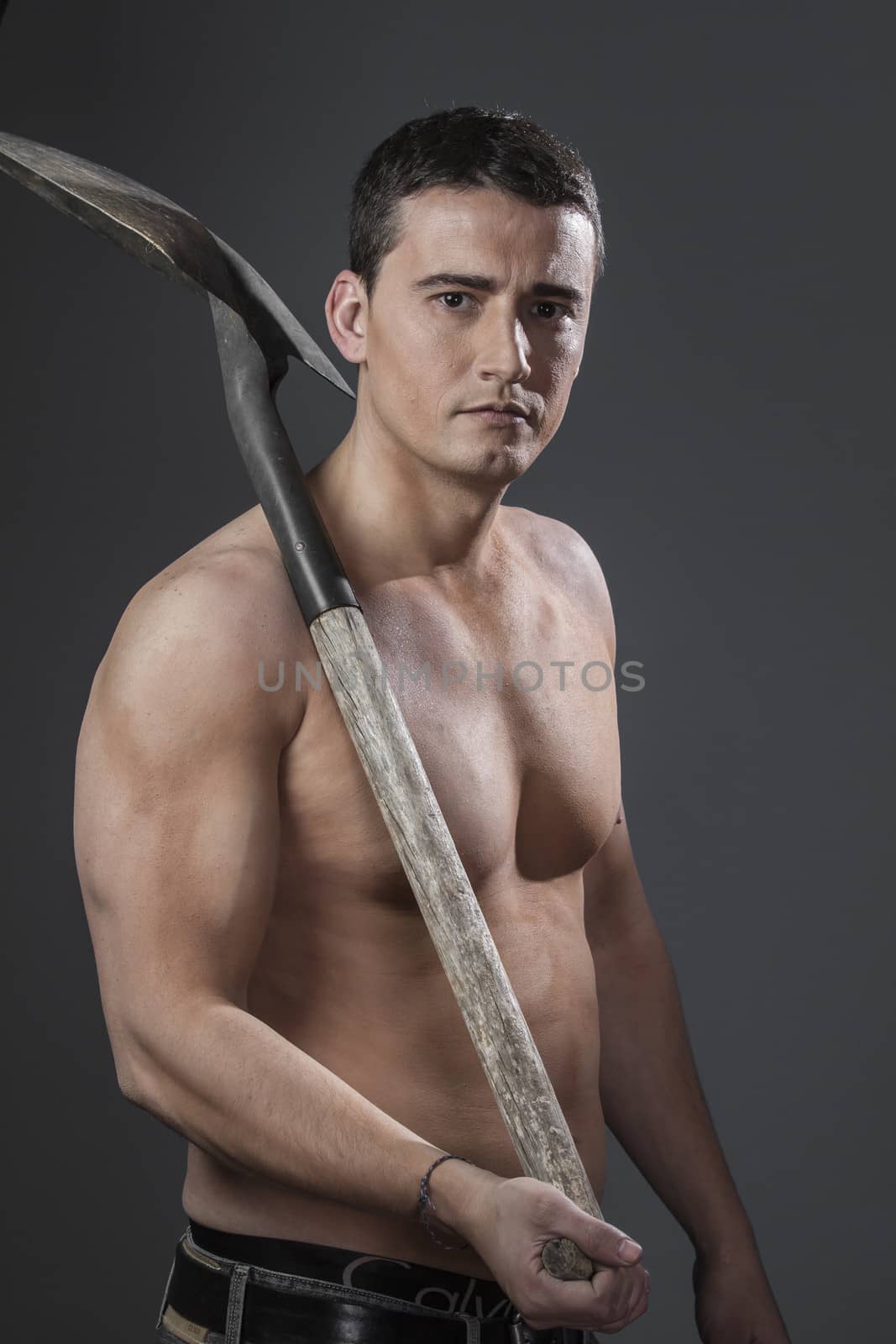 Job, Male worker holding a shovel, sexy builder by FernandoCortes