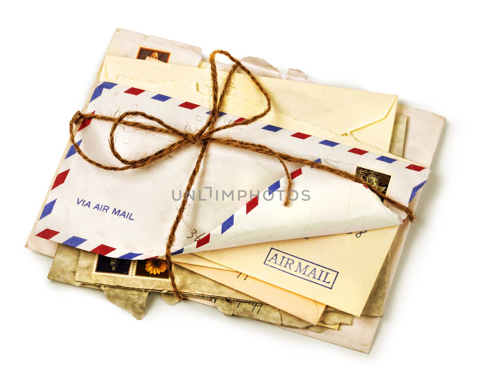 Pile of old airmail letters by anterovium