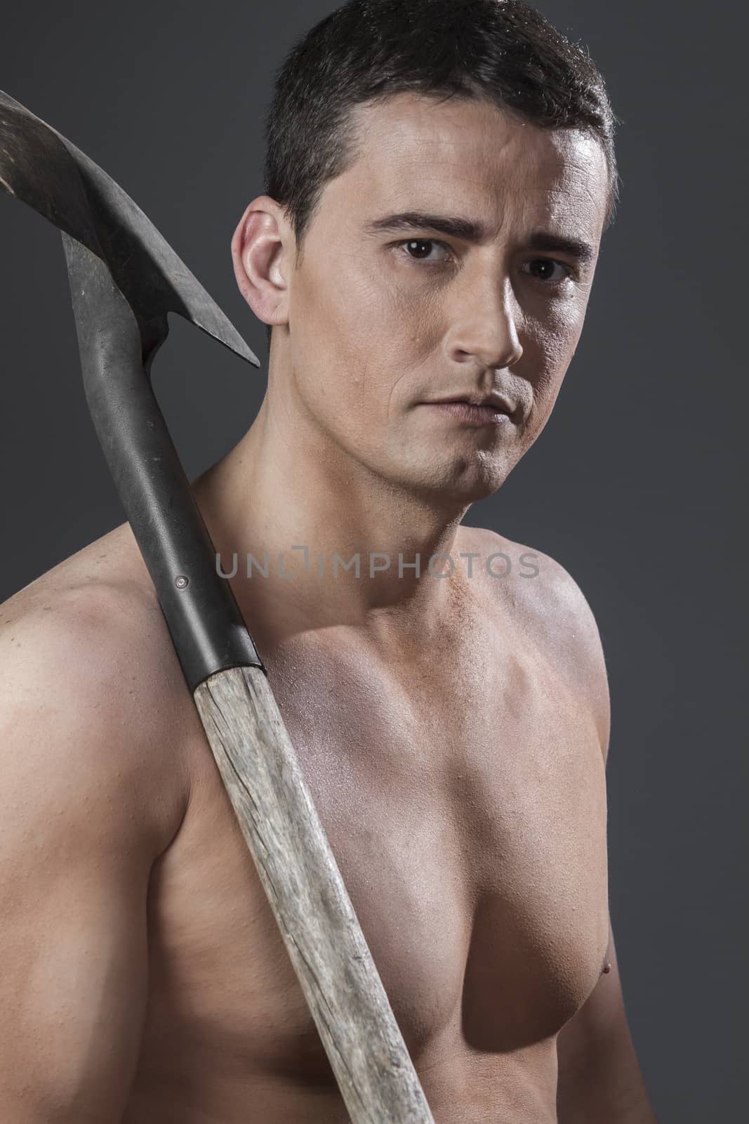 Labour, Male worker holding a shovel, sexy builder by FernandoCortes