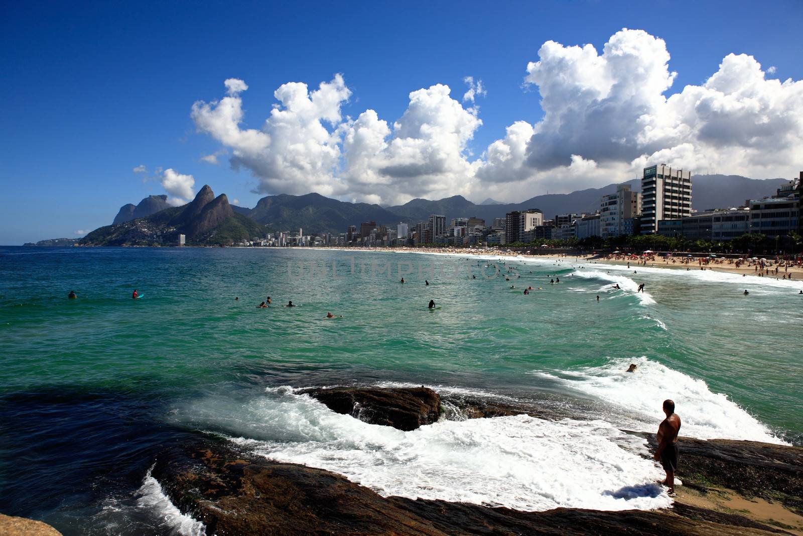 beautiful ipanema Leblon beach in rio de janeiro brazil