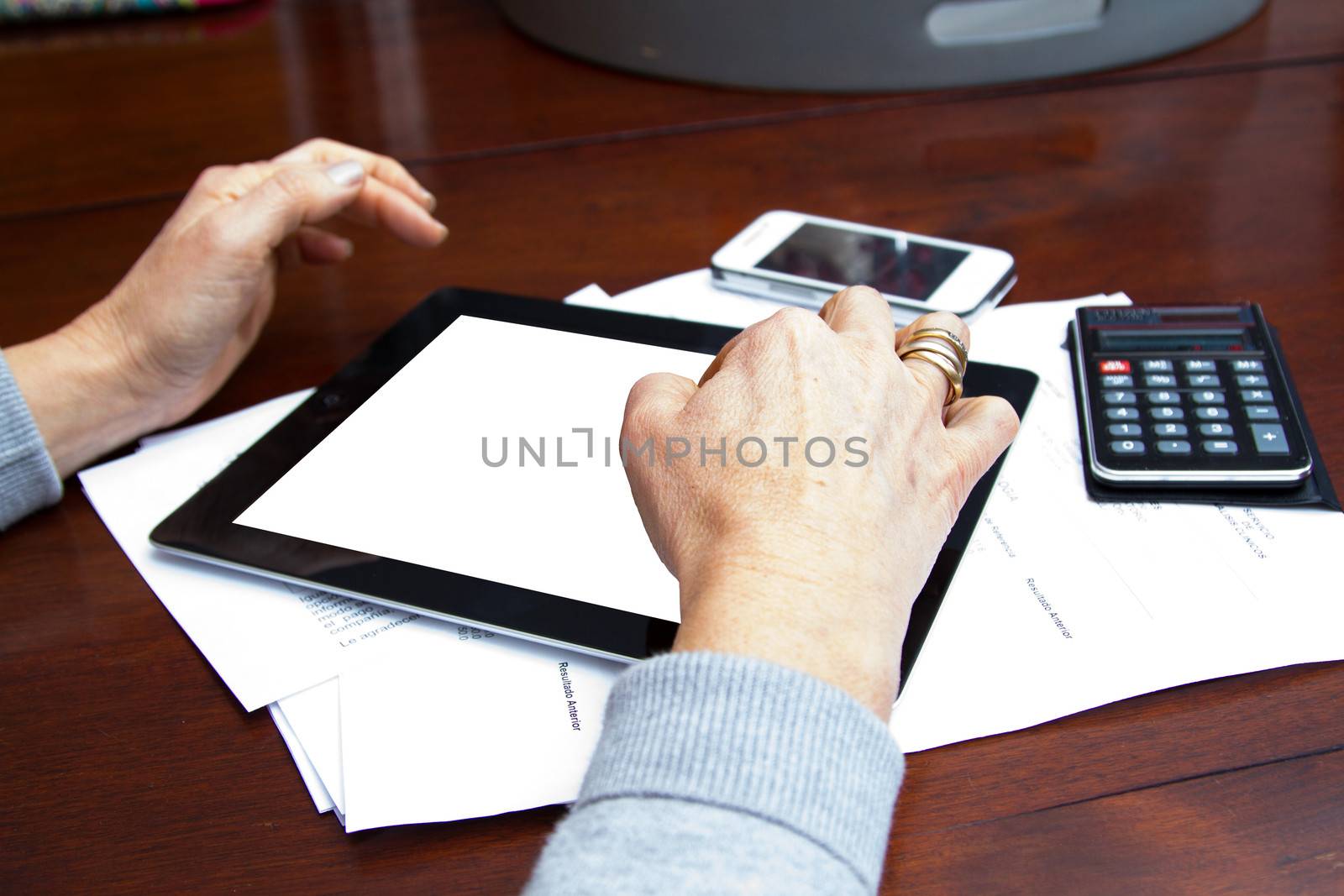 Woman Using Smartphone and Digital Tablet