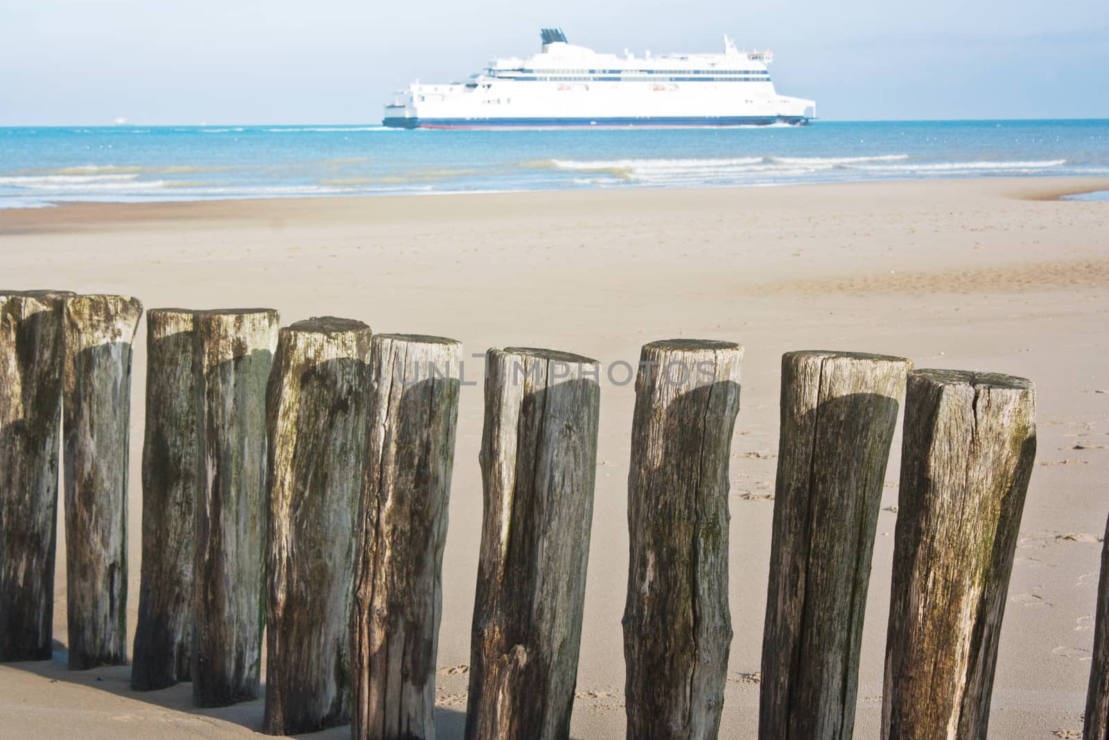 Cruise ship in sea blue sky