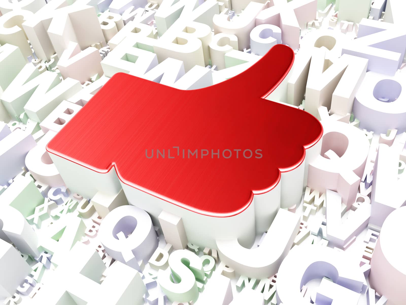 Social network concept: Thumb Up on alphabet background by maxkabakov