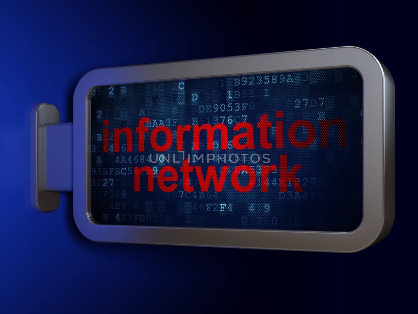 Data concept: Information Network on advertising billboard background, 3d render