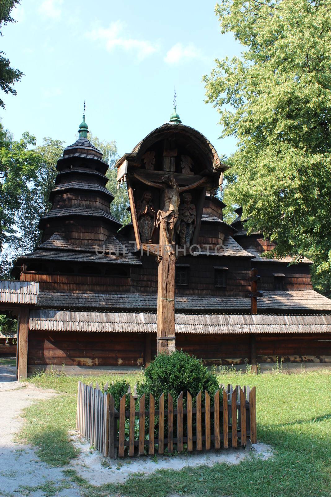 nice wooden and old church in village of Western Ukraine