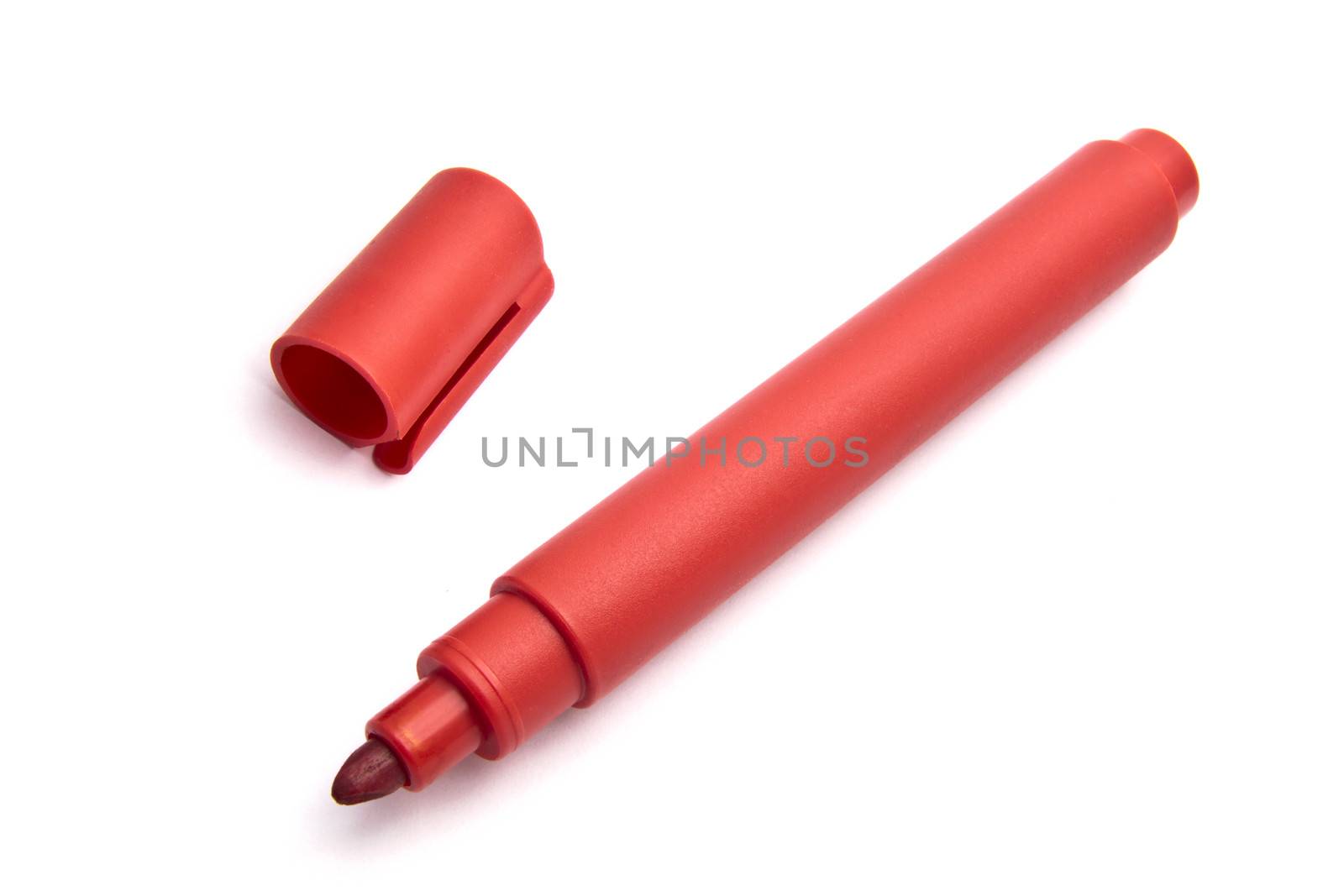 Red highlighter isolated on white background 