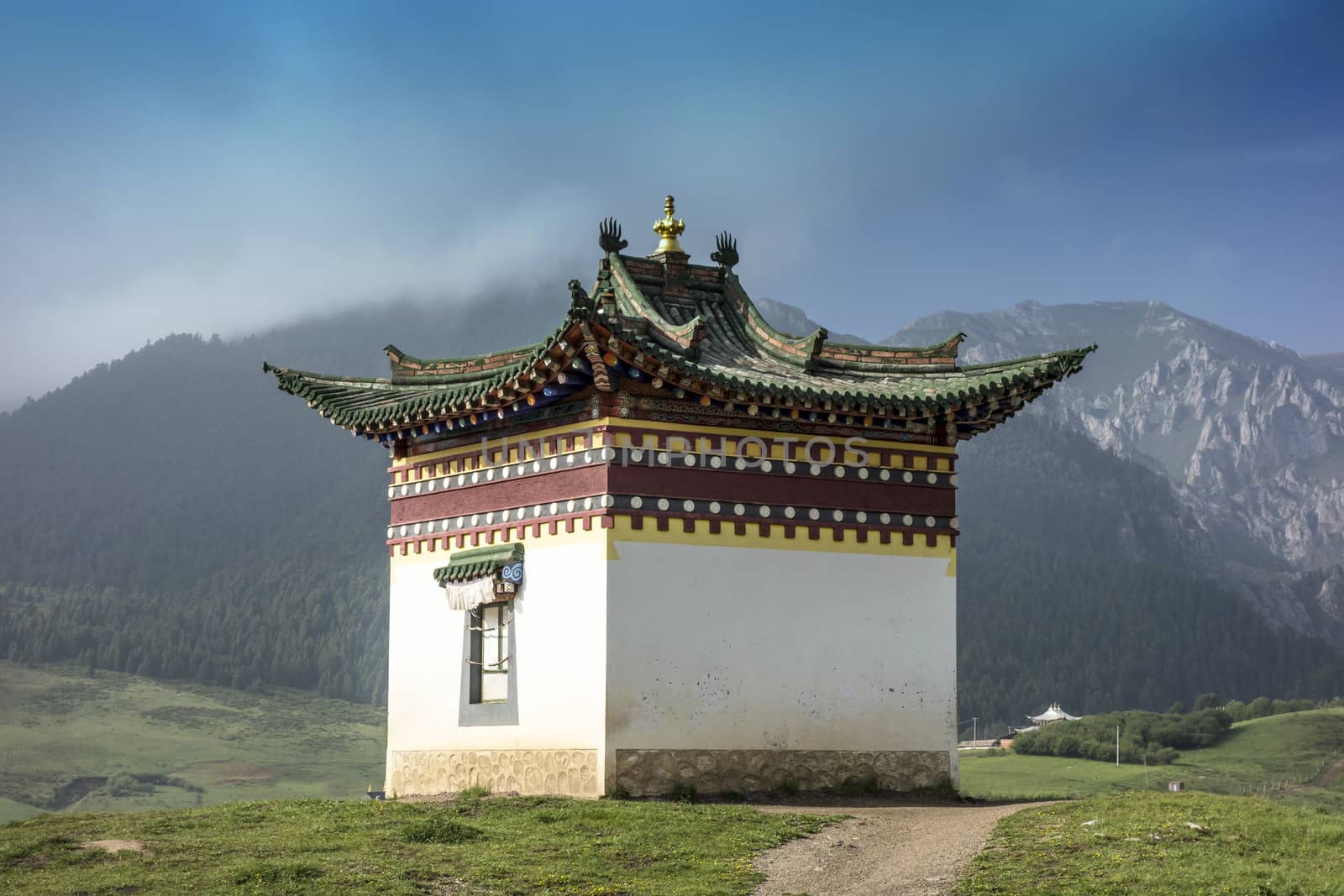 Tibetan building in Langmusi ,Sichuan, China 