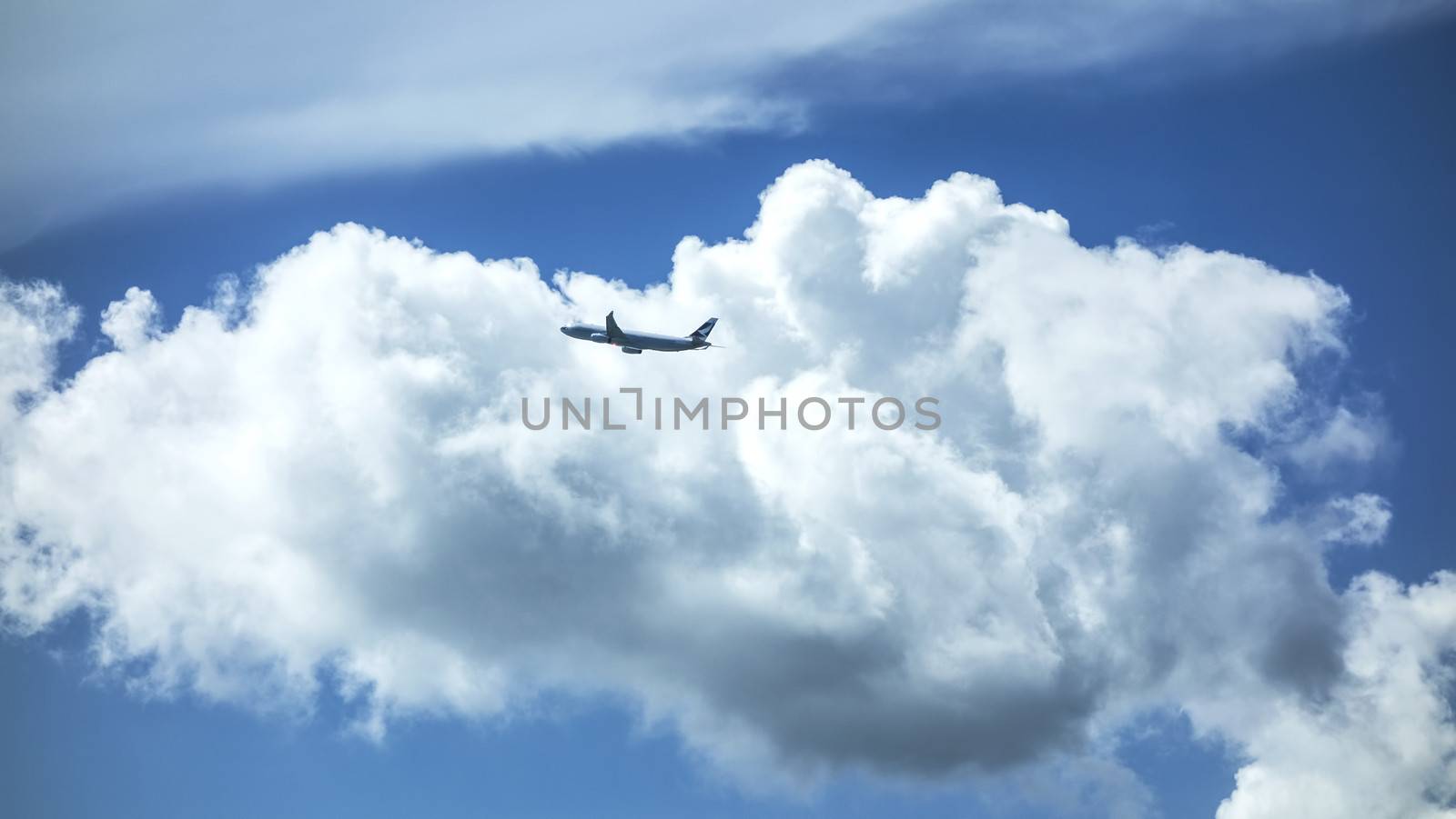 airplane in the blue sky 