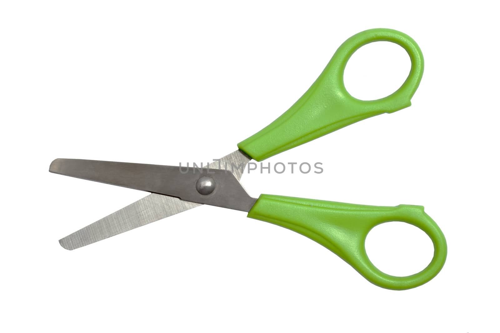 Green scissors isolated on white background 